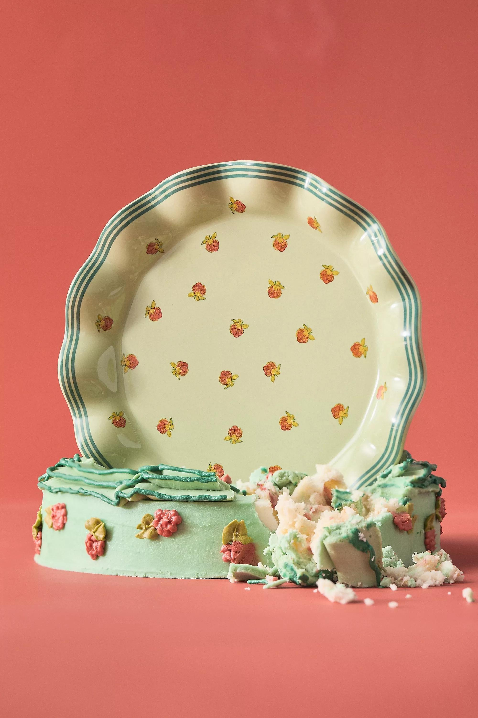 Georgie Stoneware Dessert Plate, Green, A501_0030, large image number 4