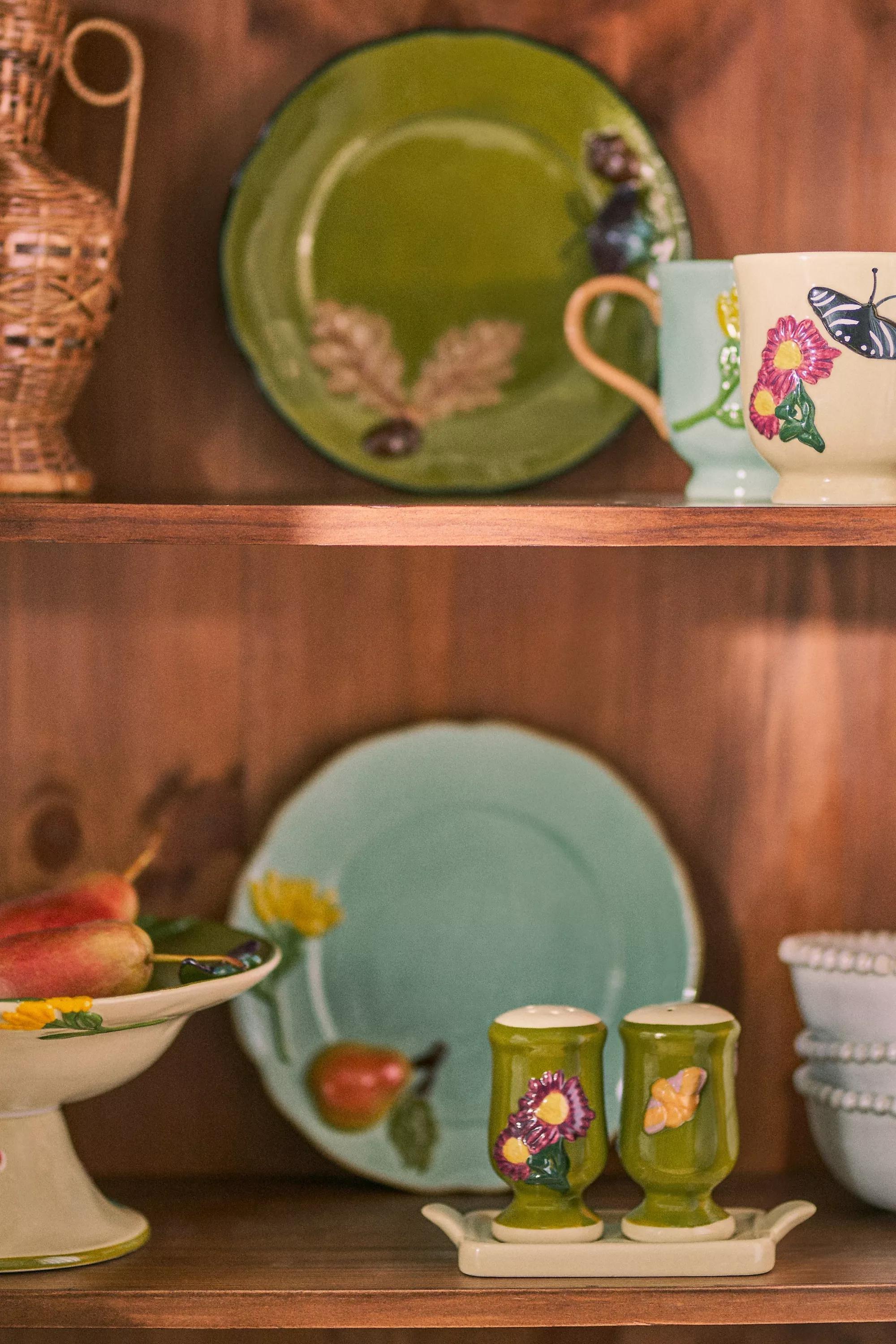 The Faye Icon Stoneware Salt And Pepper Shaker Set, Green, A501_0031, large image number 1