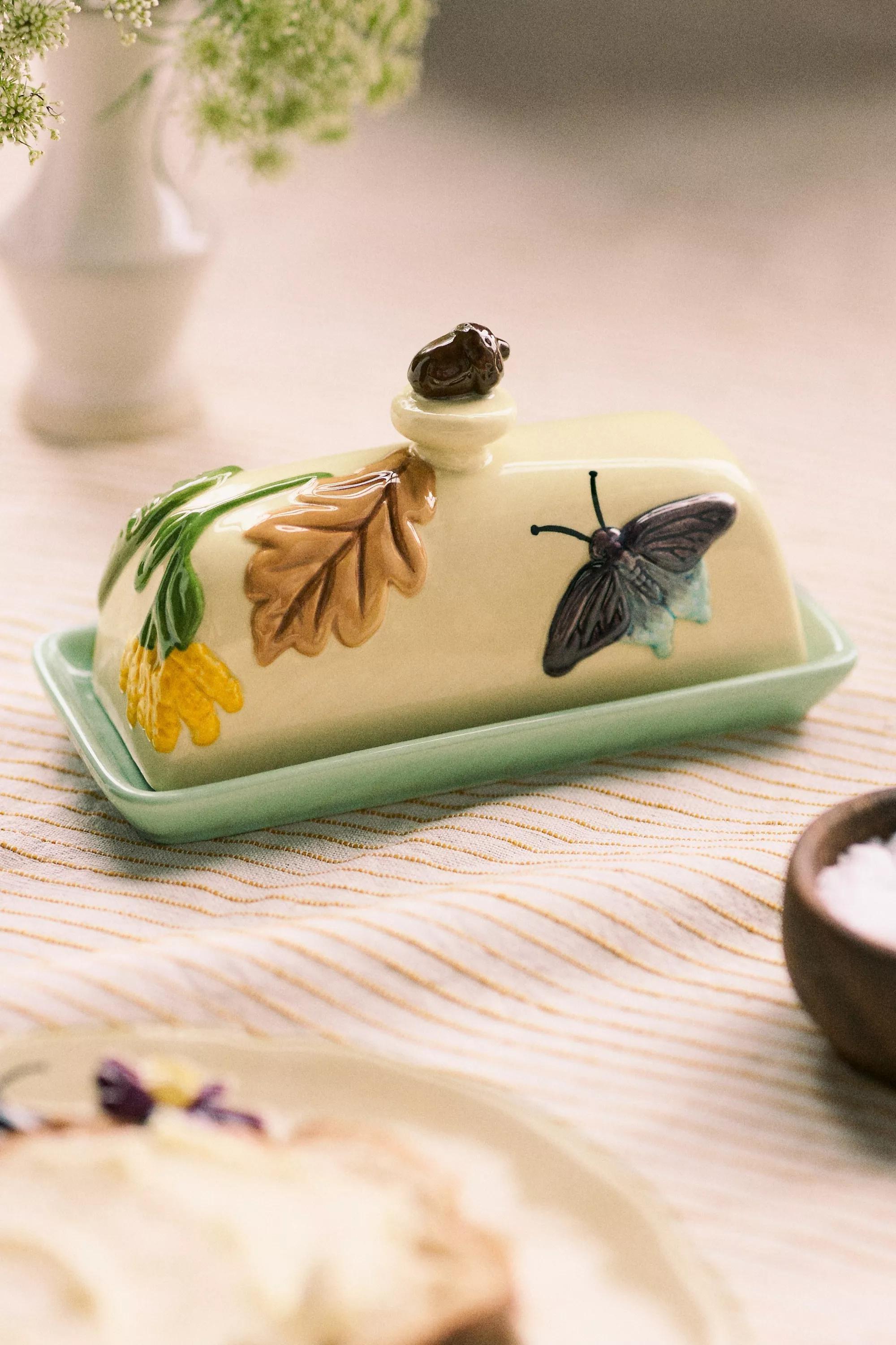 The Faye Icon Stoneware Butter Dish, Yellow, A501_0072, medium