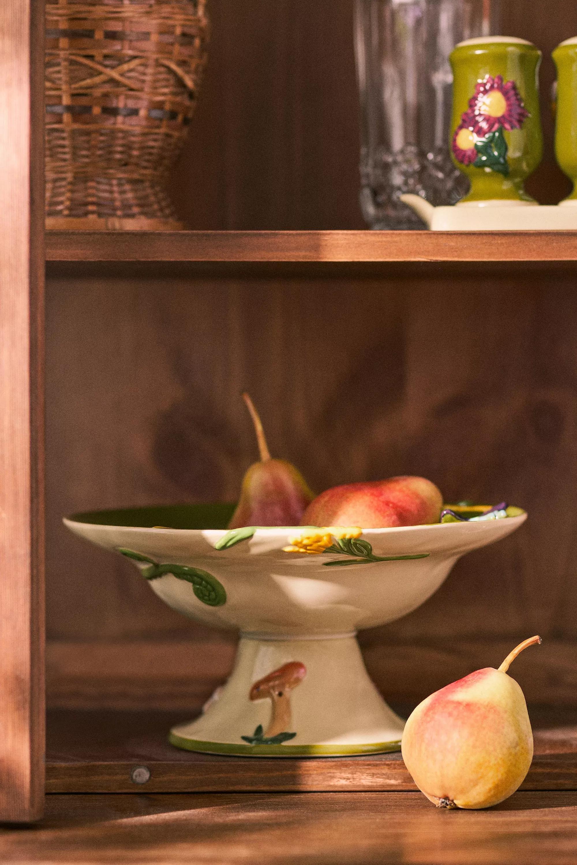 The Faye Icon Stoneware Pedestal Bowl, Yellow, A501_0072, large image number 0