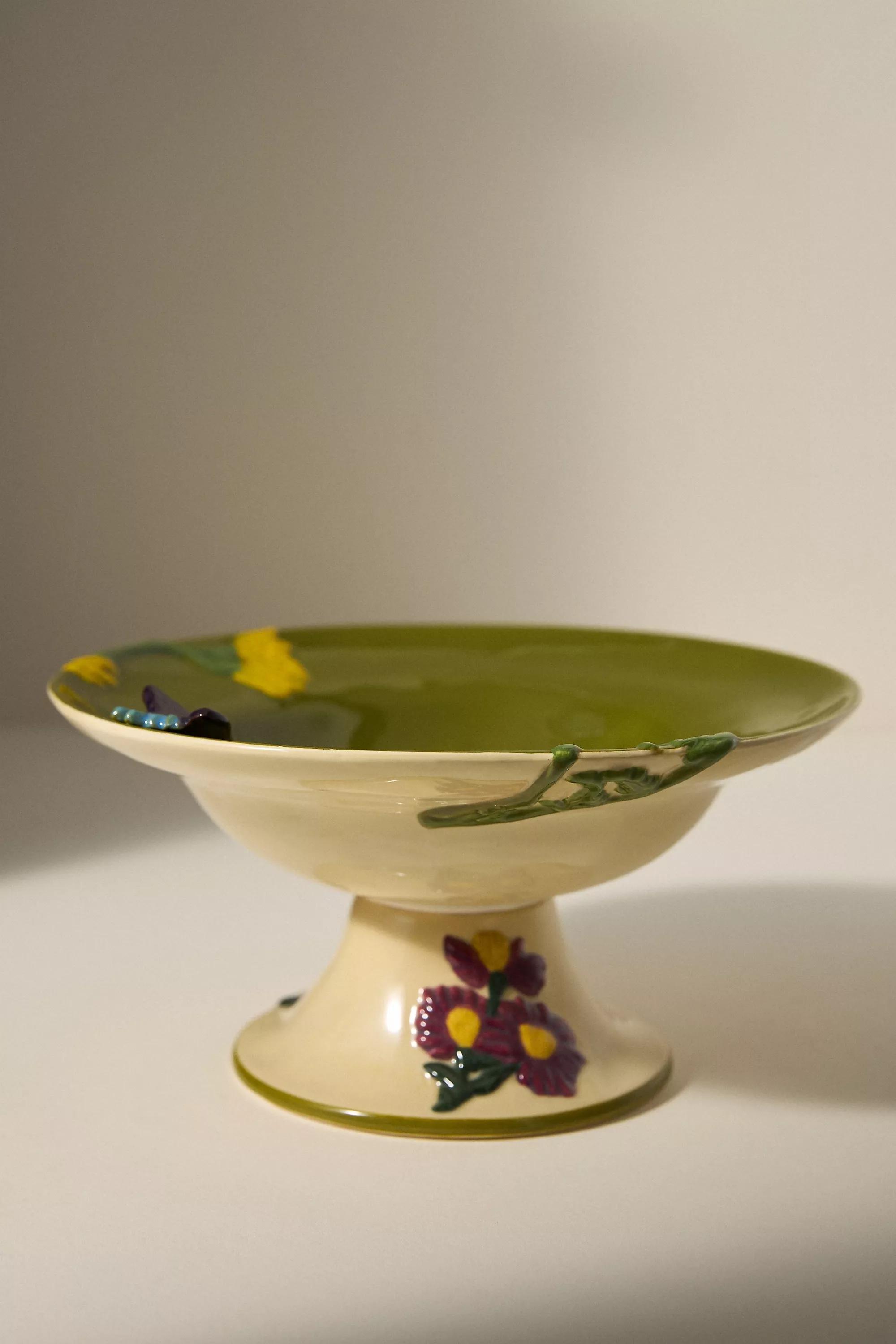 The Faye Icon Stoneware Pedestal Bowl, Yellow, A501_0072, large image number 2