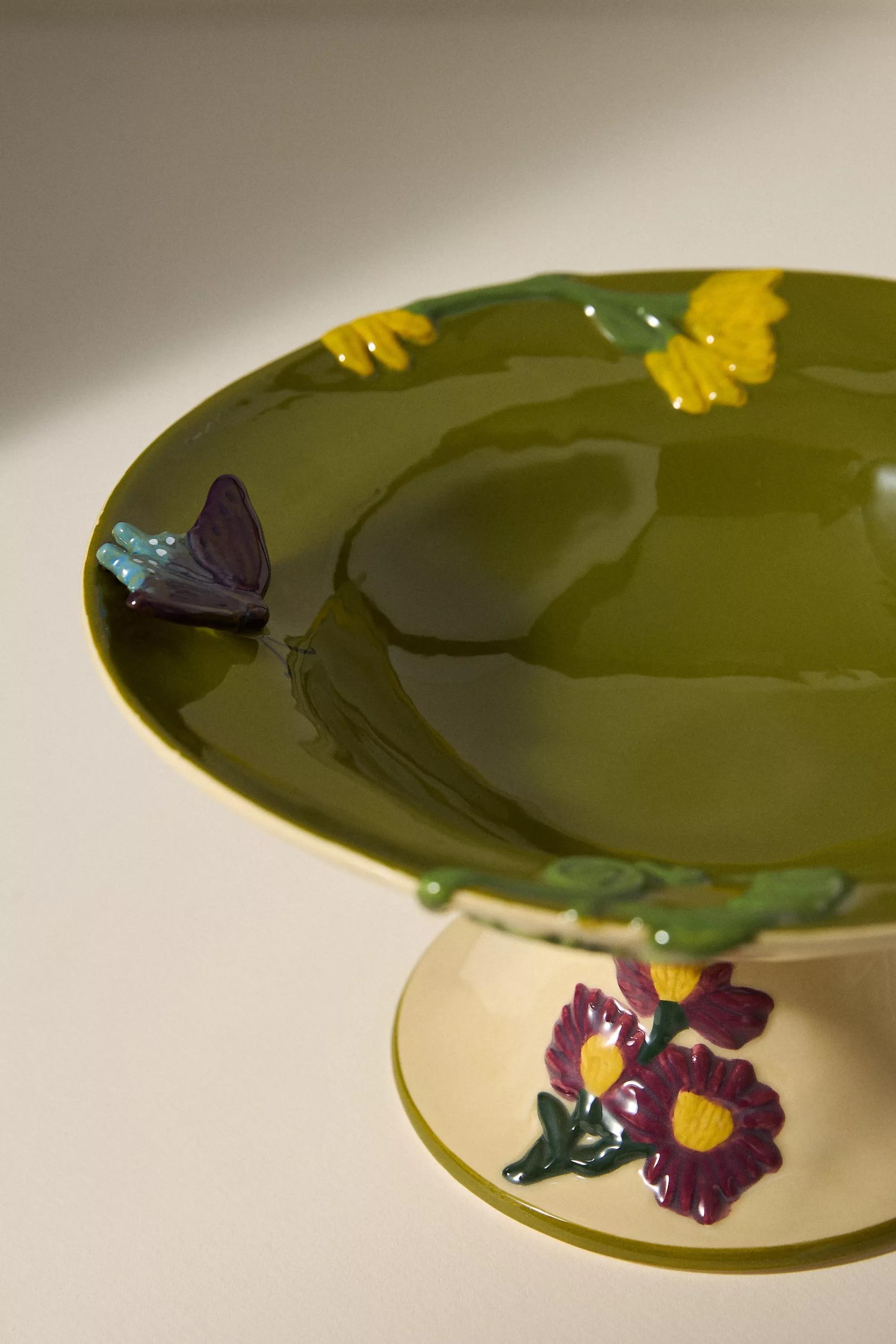 The Faye Icon Stoneware Pedestal Bowl, Yellow, A501_0072, large image number 3