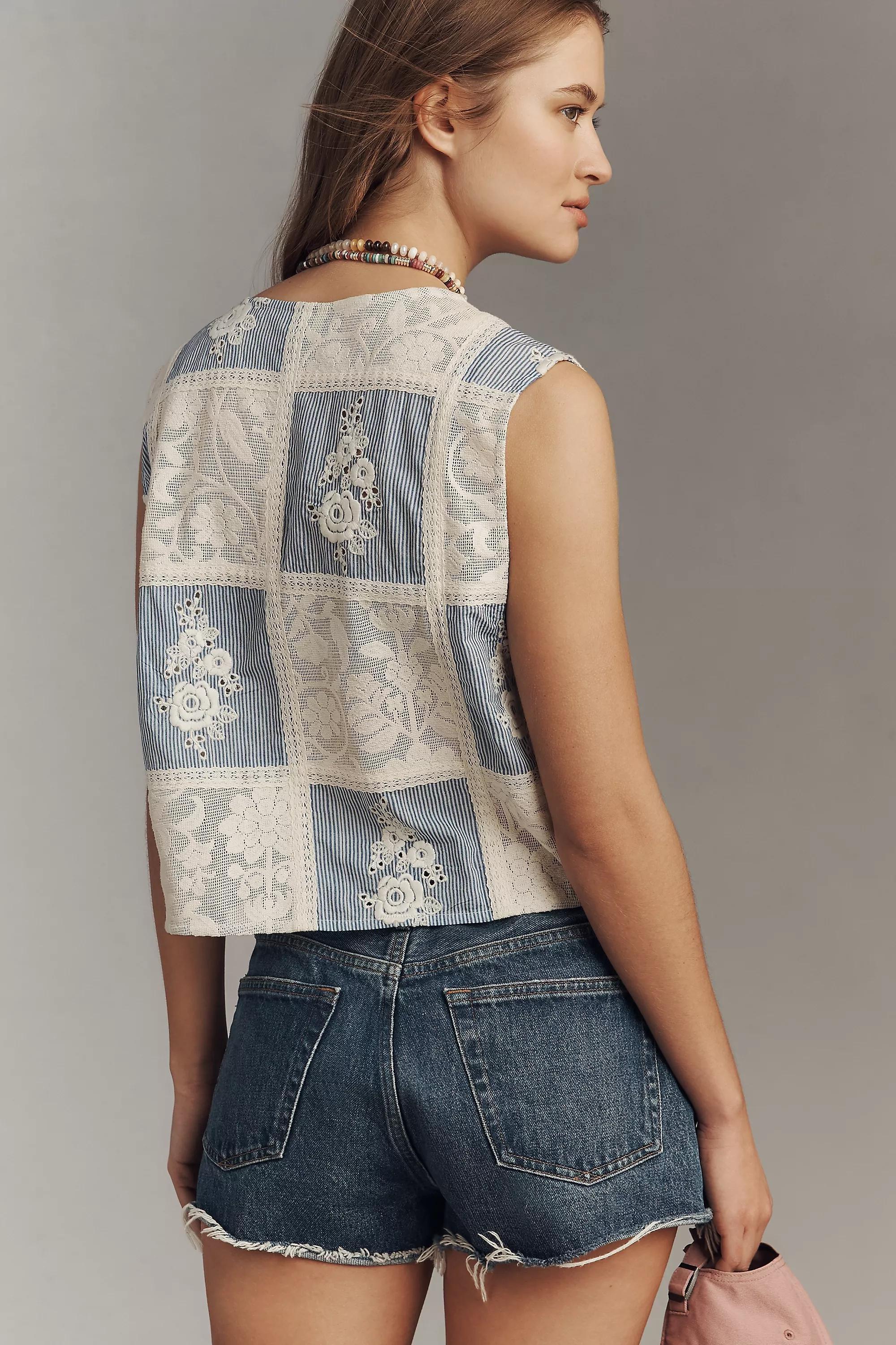 Anthropologie Top Women Embroidered Crop Top, A501_0040, large image number 1