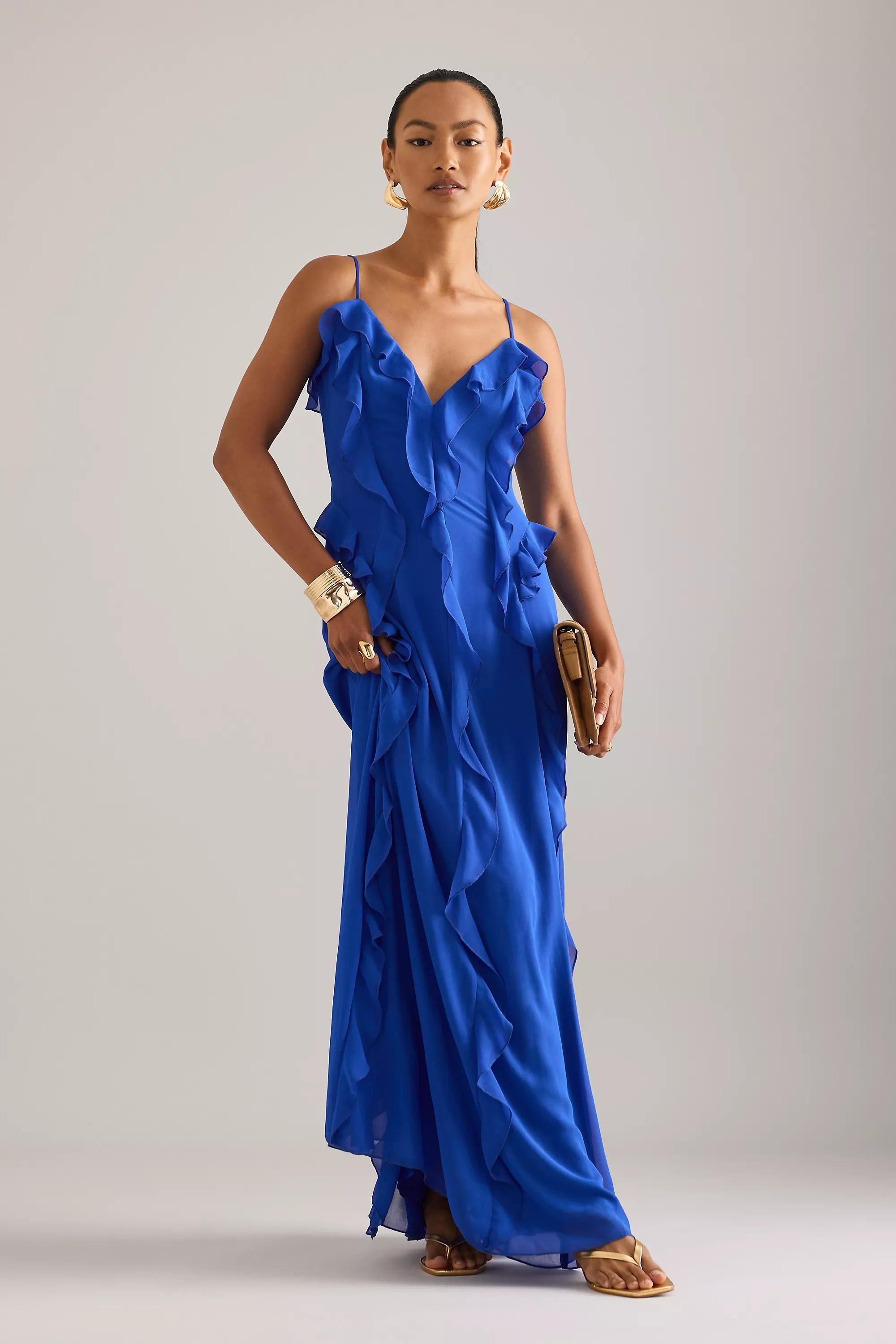 Bardot Veris Ruffle Maxi Dress, Blue, , large image number 0