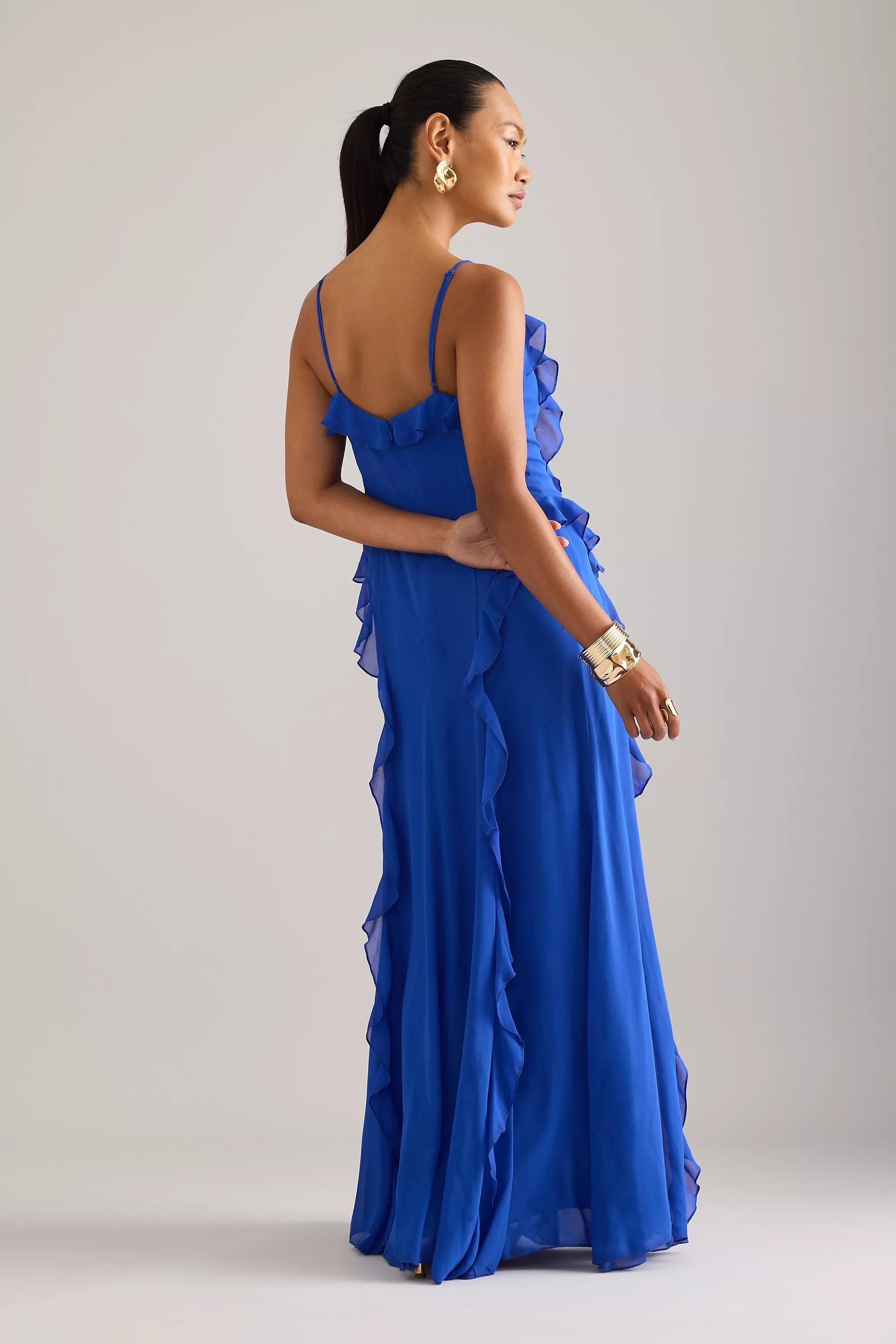 Bardot Veris Ruffle Maxi Dress, Blue, , large image number 1