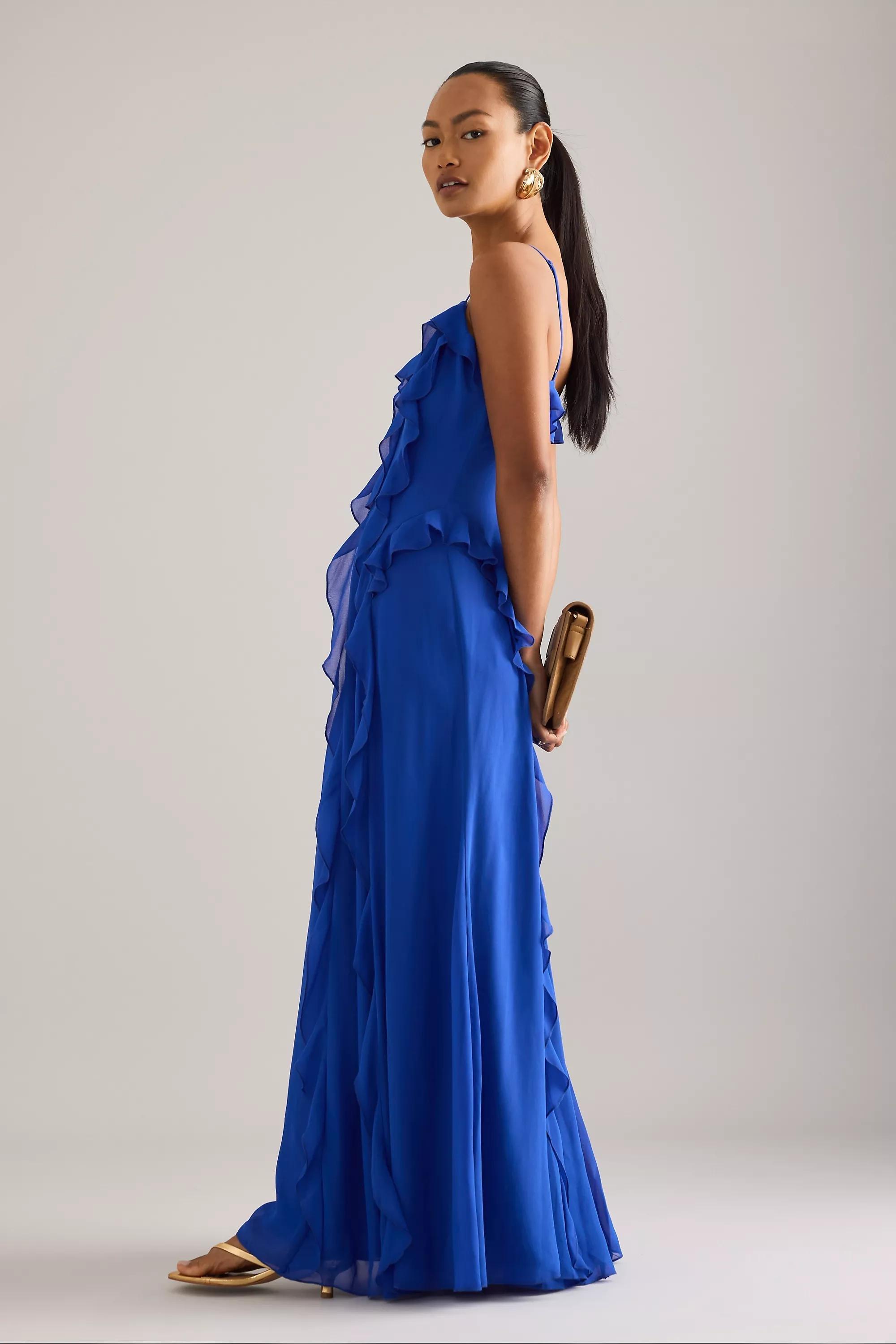 Bardot Veris Ruffle Maxi Dress, Blue, , large image number 4
