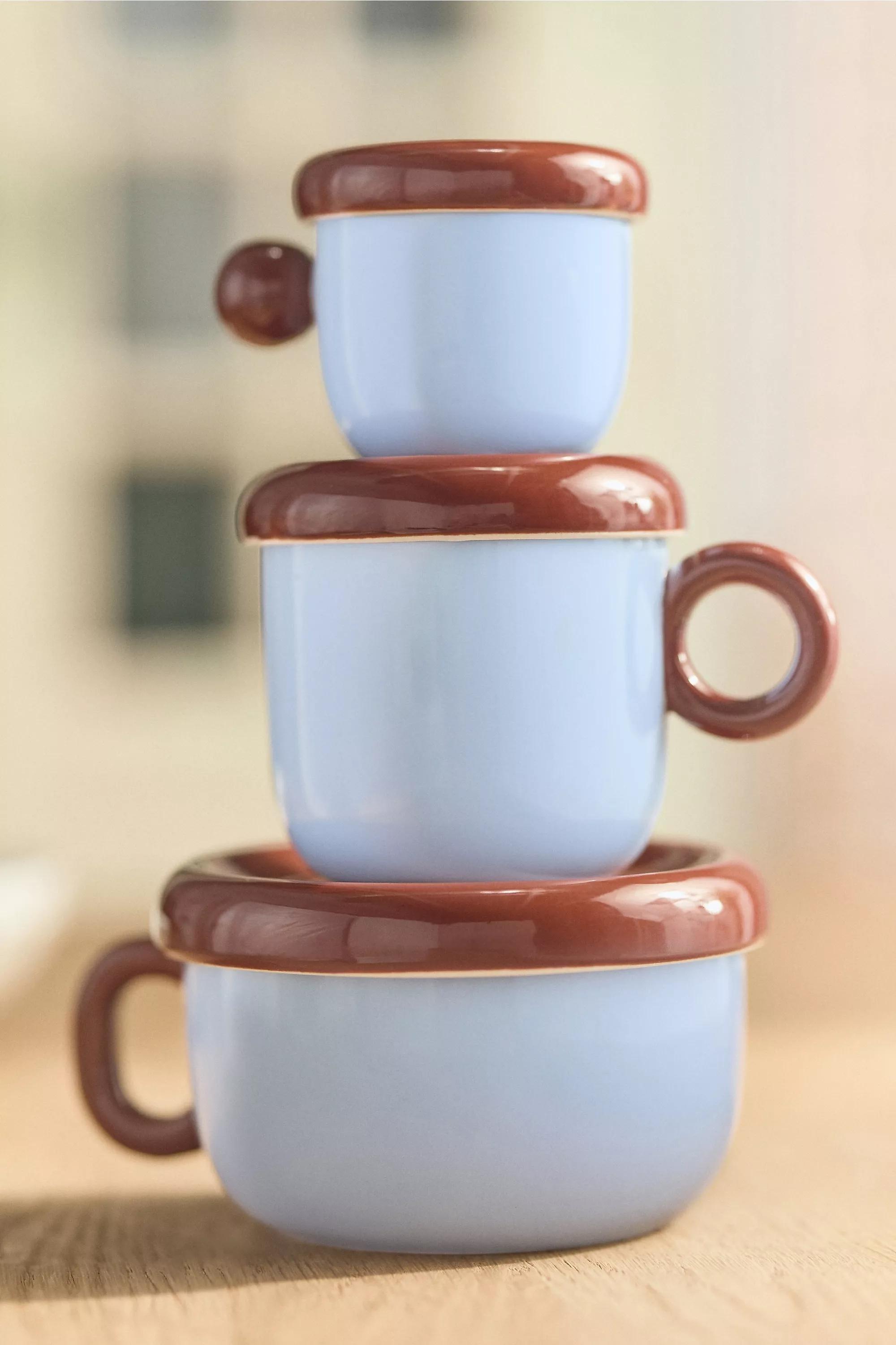 BLUE PATTERN Rika Stoneware Mug, Black, large image number 1