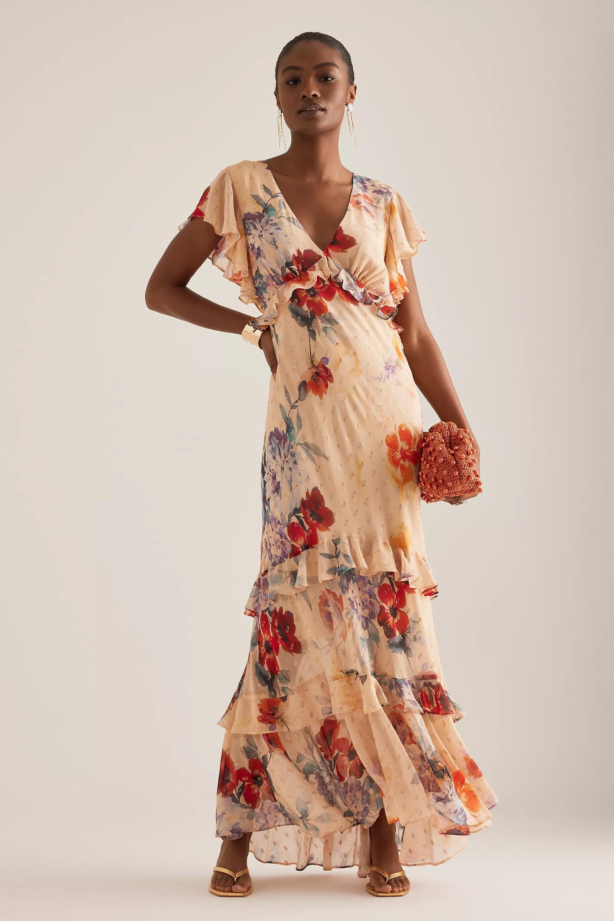 Anthropologie Floral A-Line Maxi Dress, , large image number 0
