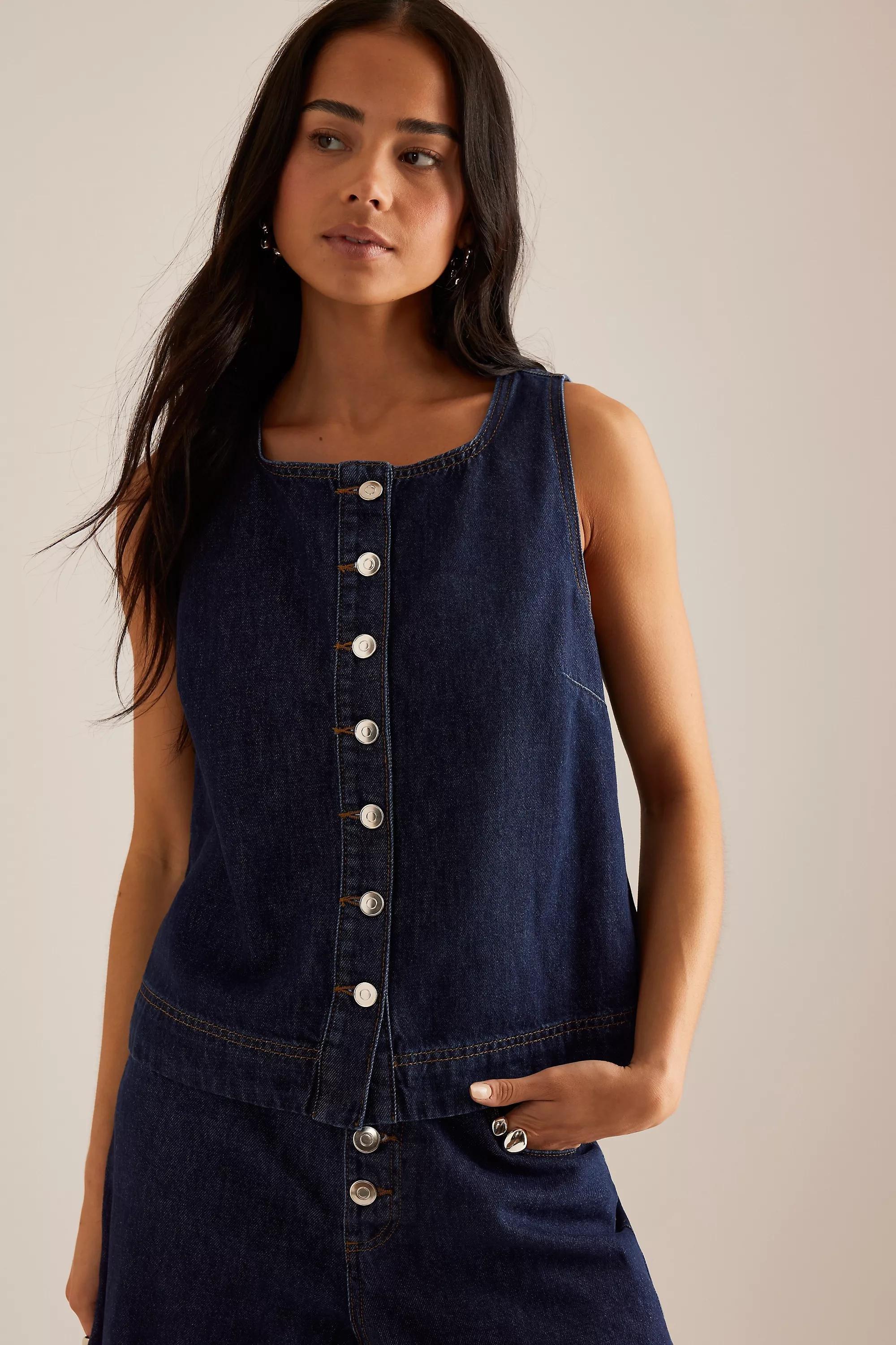 Blue Aligne Miranda Sleeveless Denim Top, A501_0093, large image number 0