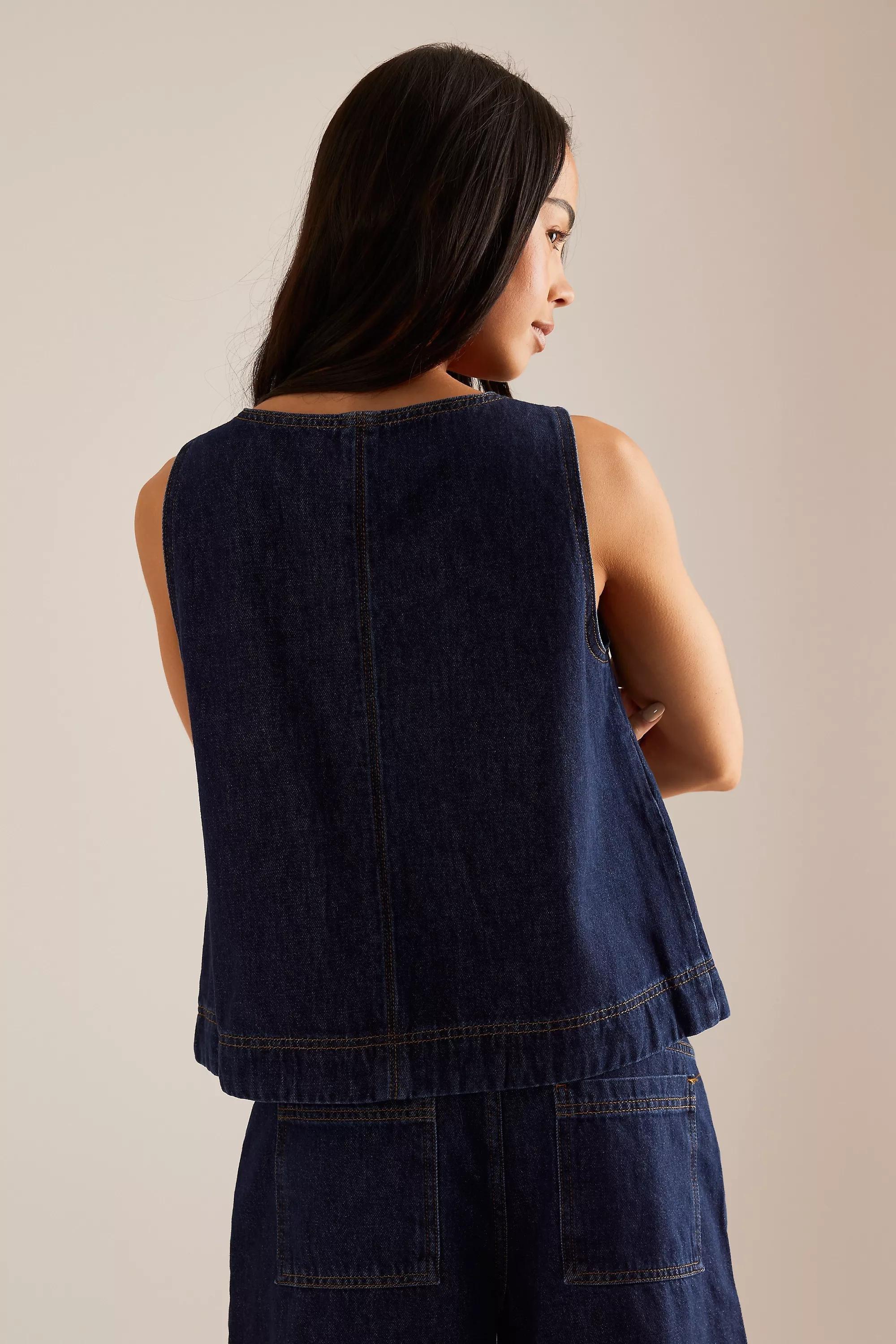 Blue Aligne Miranda Sleeveless Denim Top, A501_0093, large image number 1