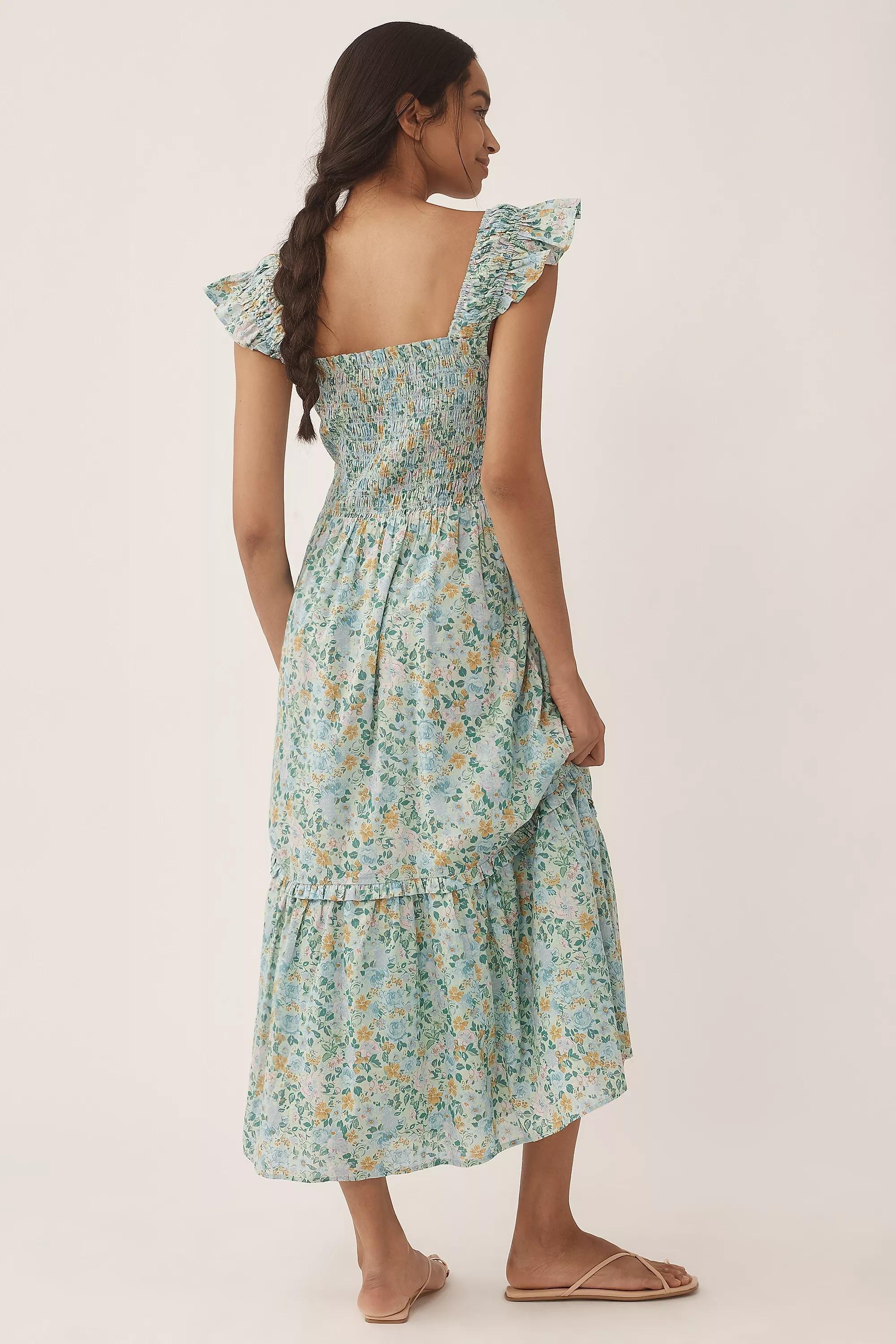 Anthropologie Floral Milkmaid Midi Dress, , large image number 1