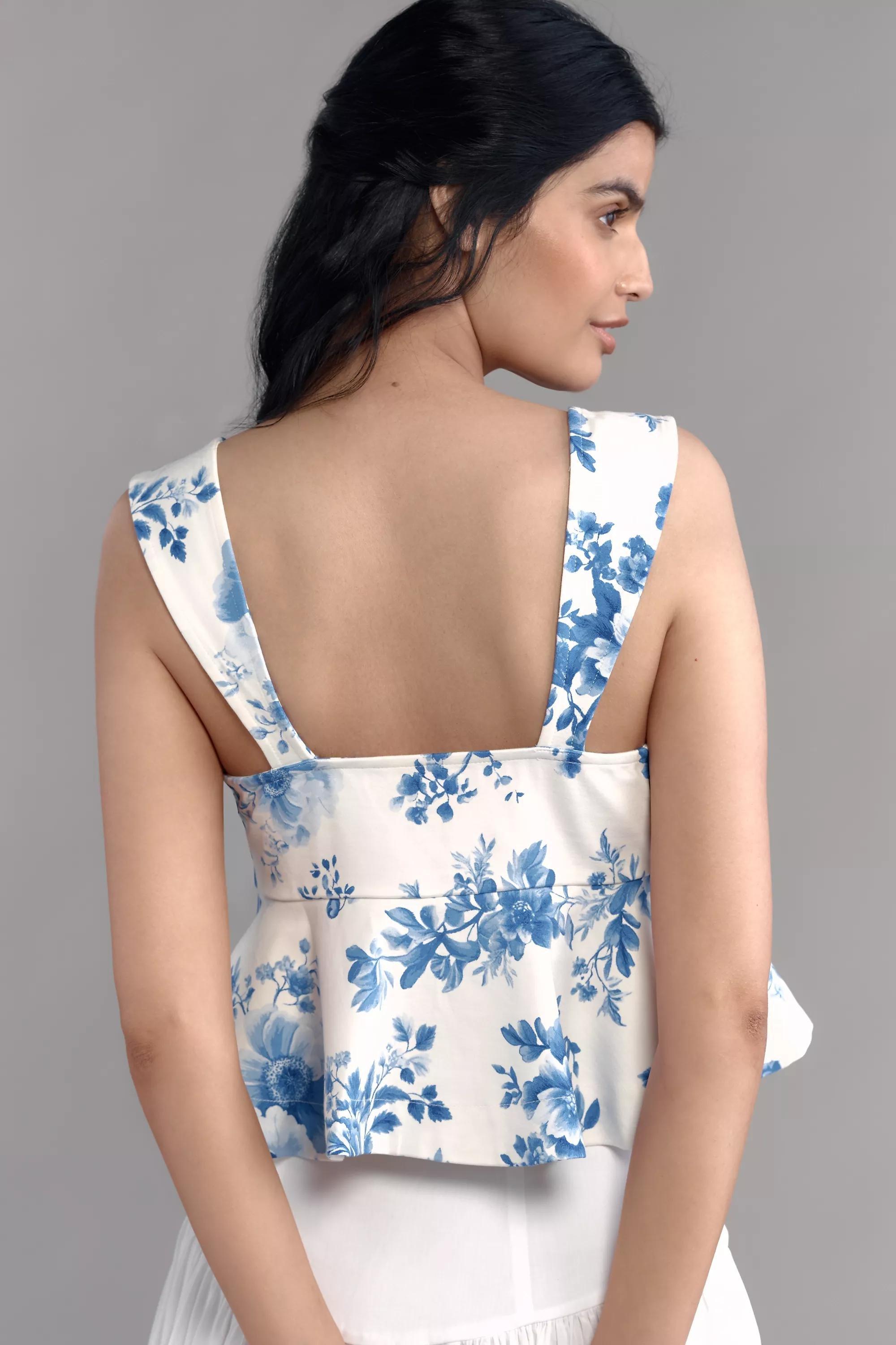 Maeve Square-Neck Peplum Tank Top, A501_0049, large image number 1
