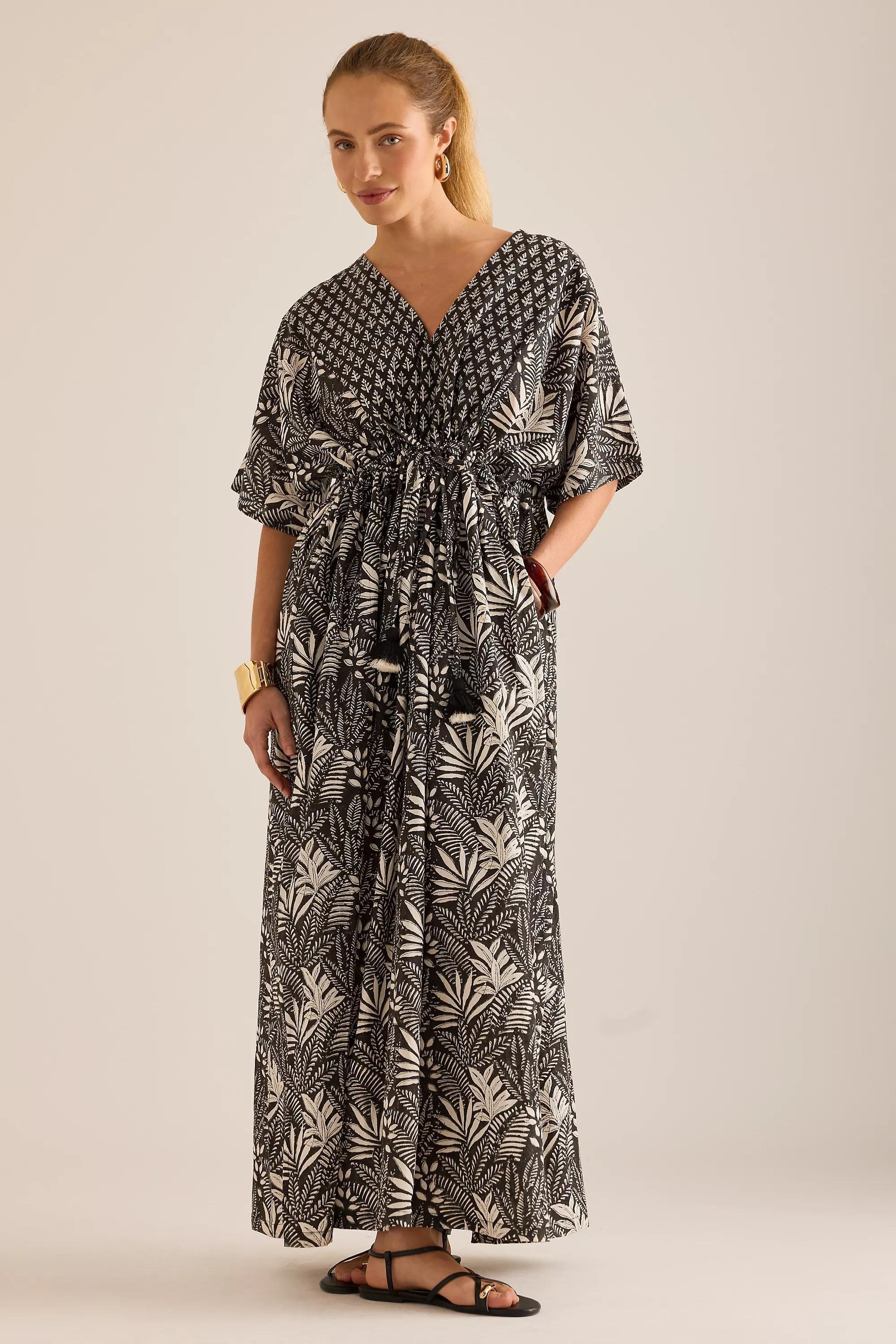 Dilli Grey Palm Kaftan, Black, A501_0001, large image number 0