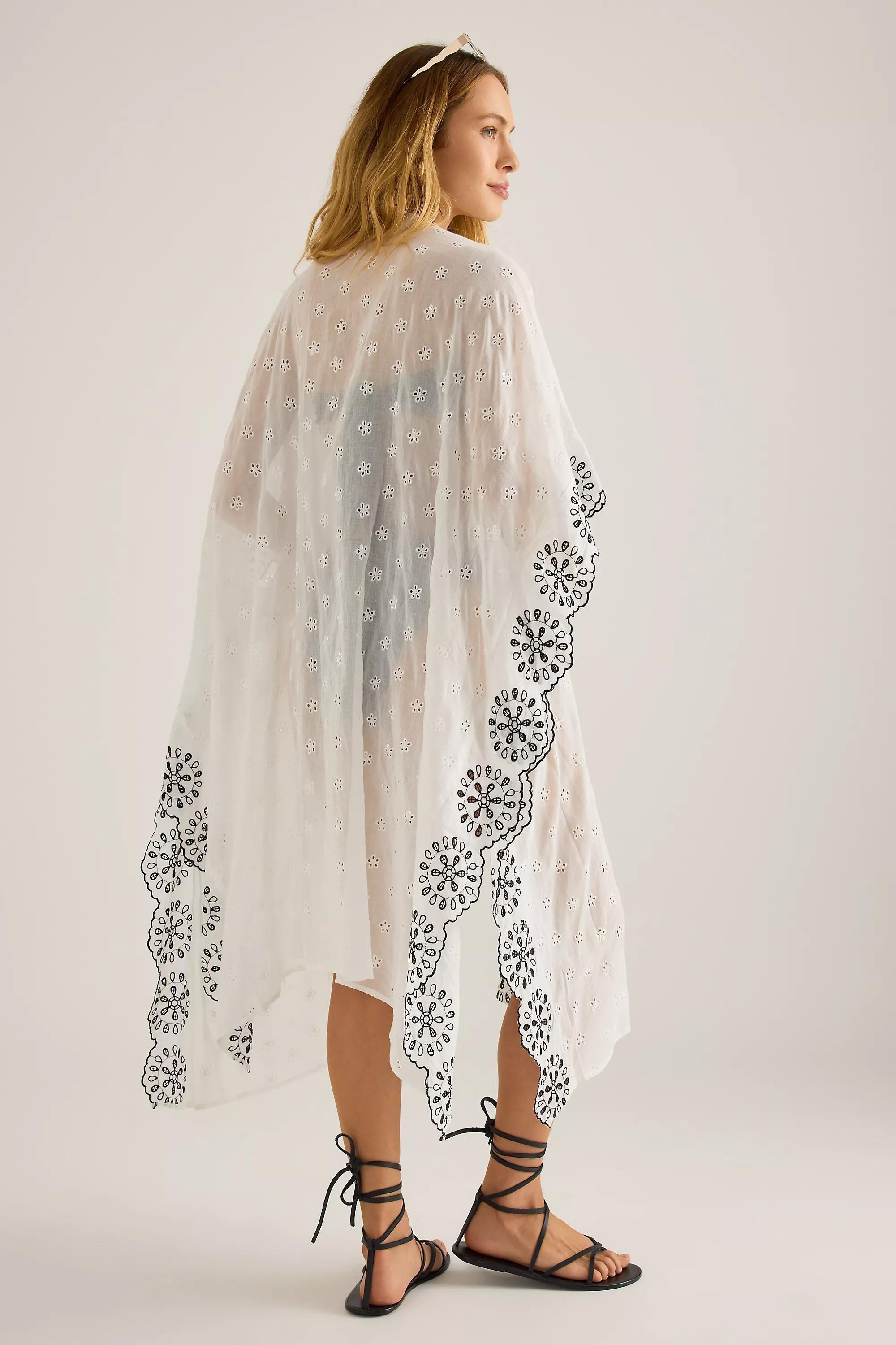 By Anthropologie Embroidered Broderie Kimono, A501_0010, medium