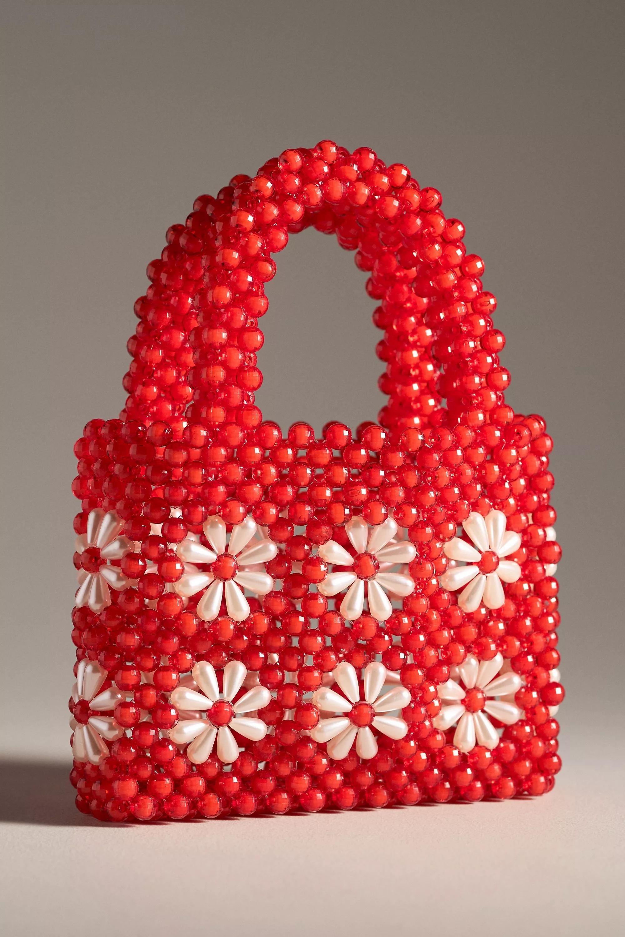 Melie Bianco Selena Floral Beaded Bag, Red, A501_0060, large image number 1