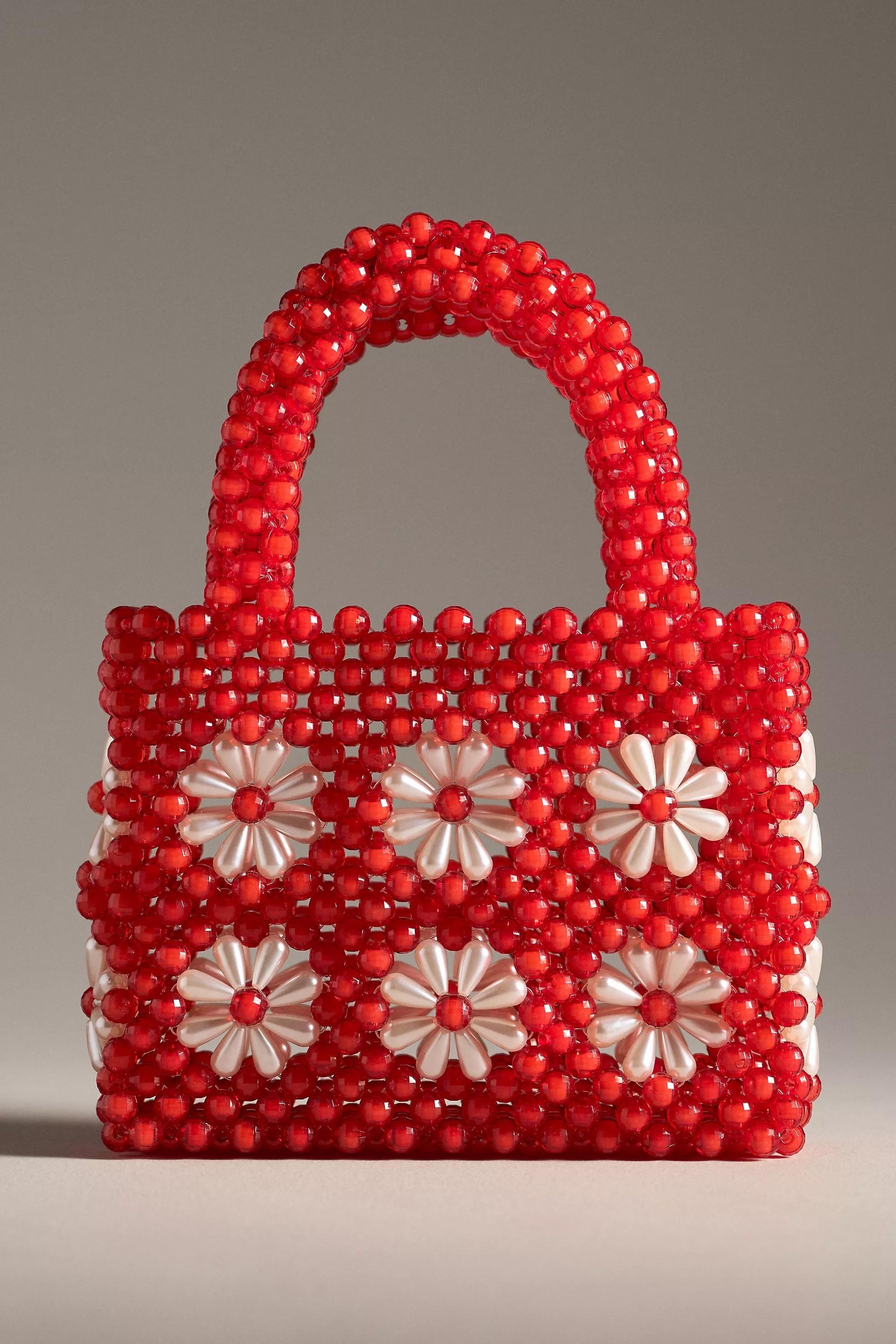 Melie Bianco Selena Floral Beaded Bag, Red, A501_0060, large image number 2