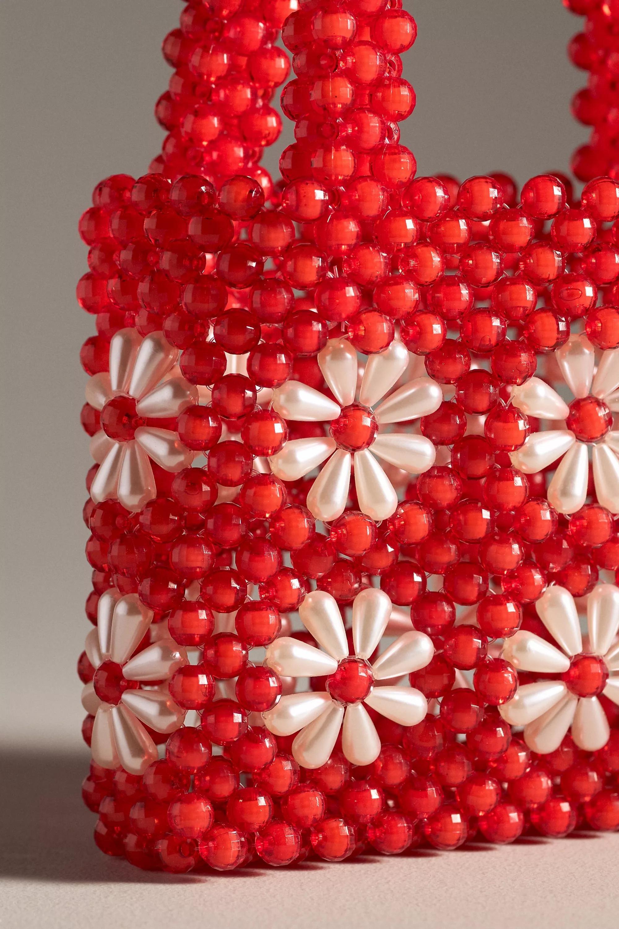 Melie Bianco Selena Floral Beaded Bag, Red, A501_0060, large image number 3