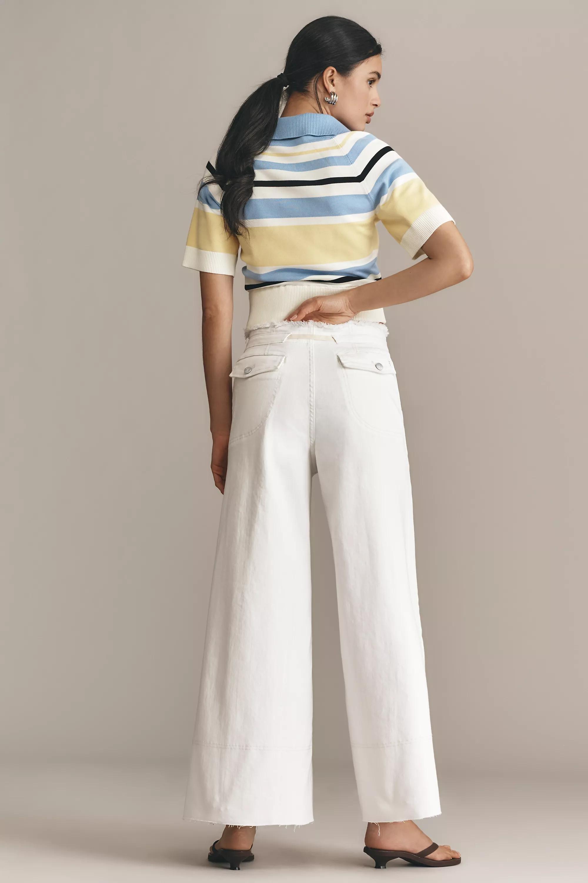 High-Rise Wide-Leg Forge Culotte Jeans, White, , large image number 1