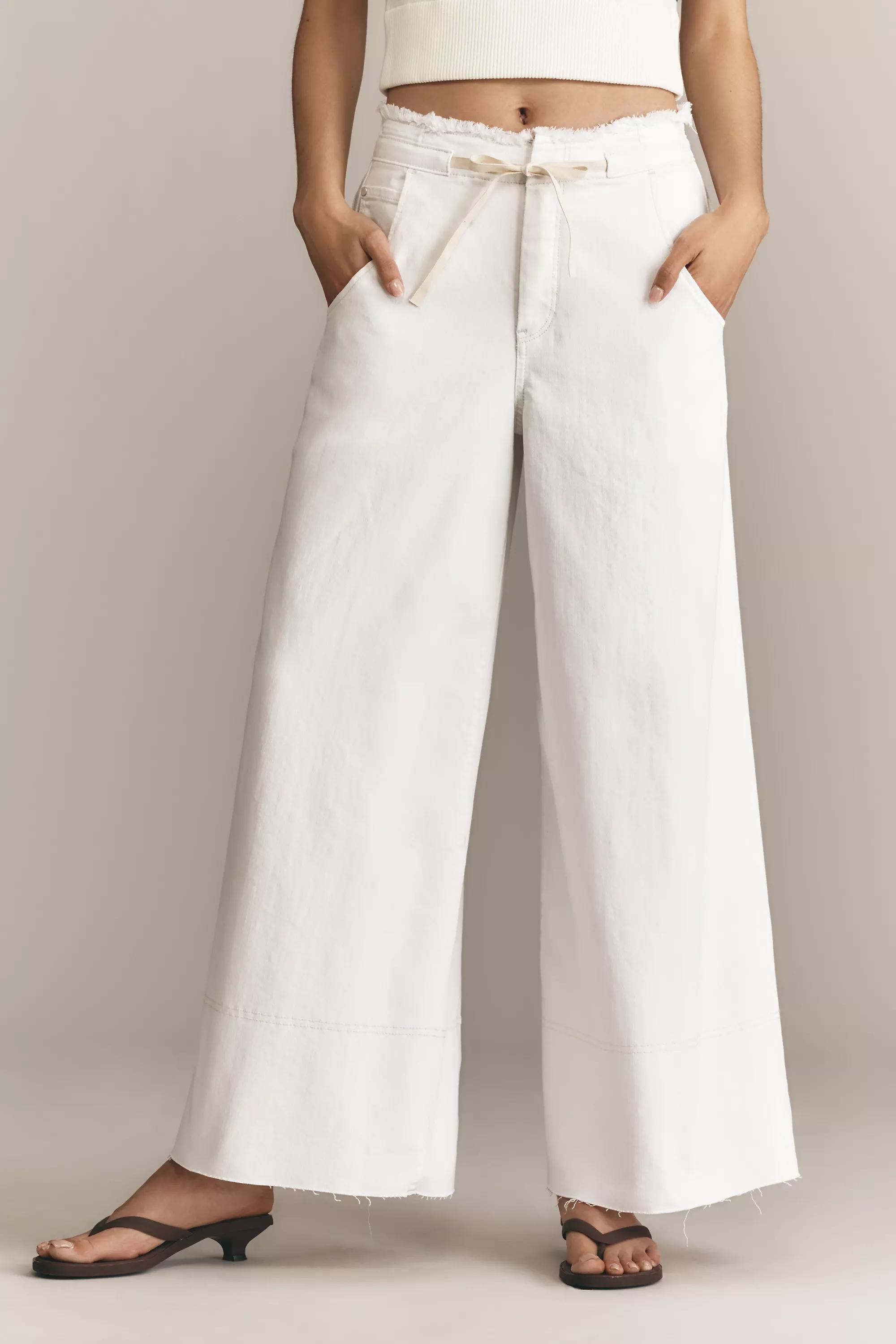 High-Rise Wide-Leg Forge Culotte Jeans, White, , large image number 2