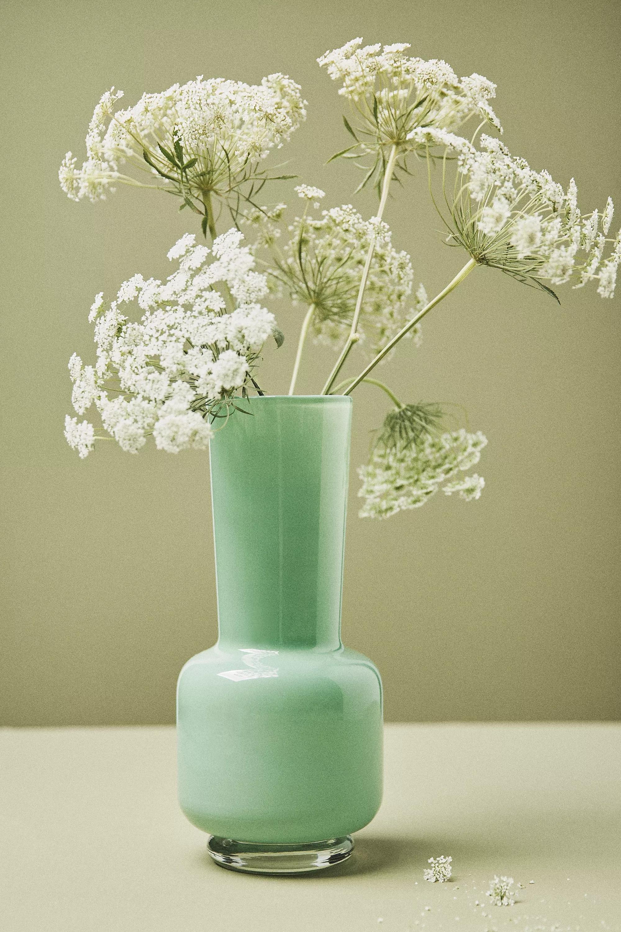 Maude Sculptural Glass Vase, Green, A501_0102, medium