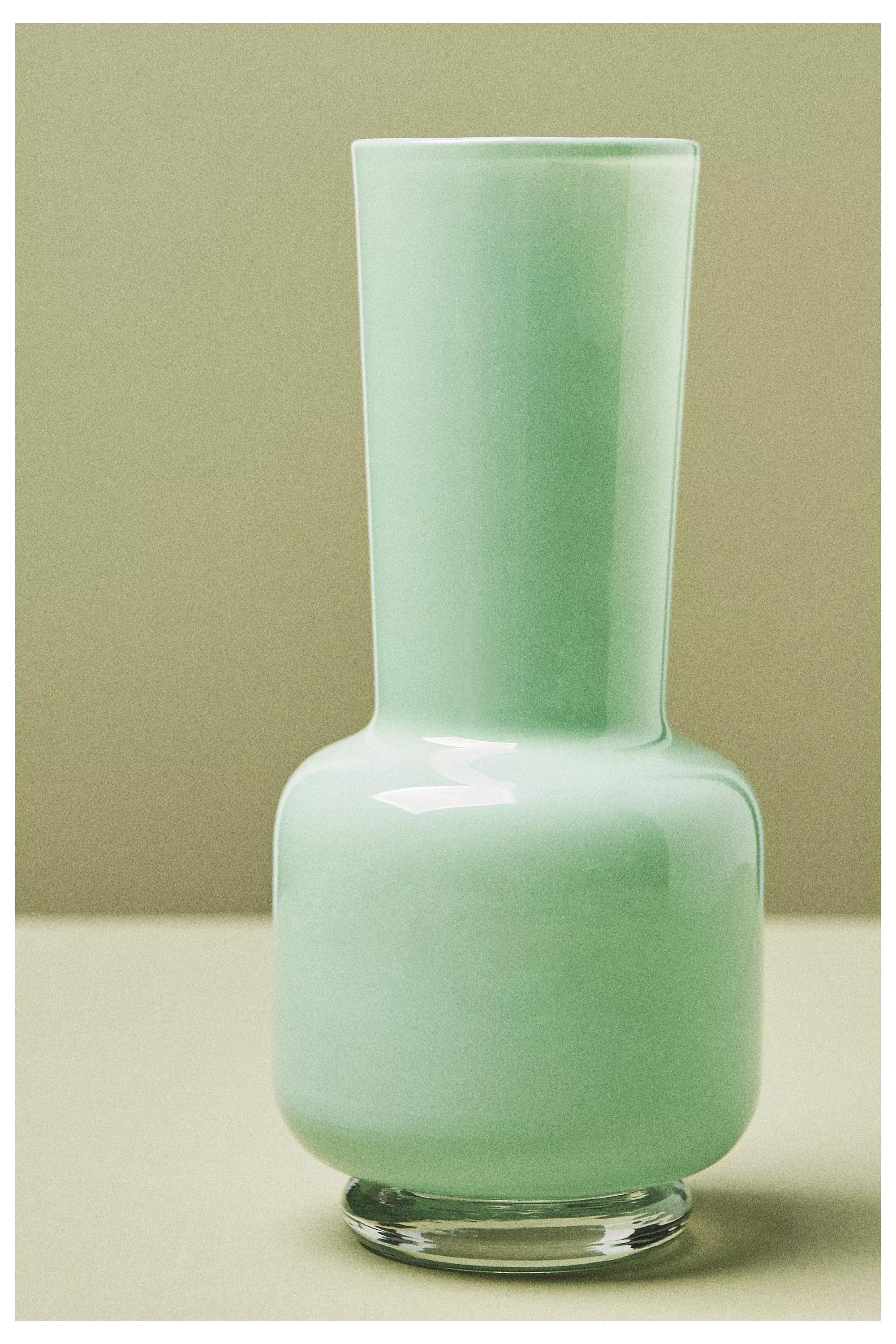 Maude Sculptural Glass Vase, Green, A501_0102, medium