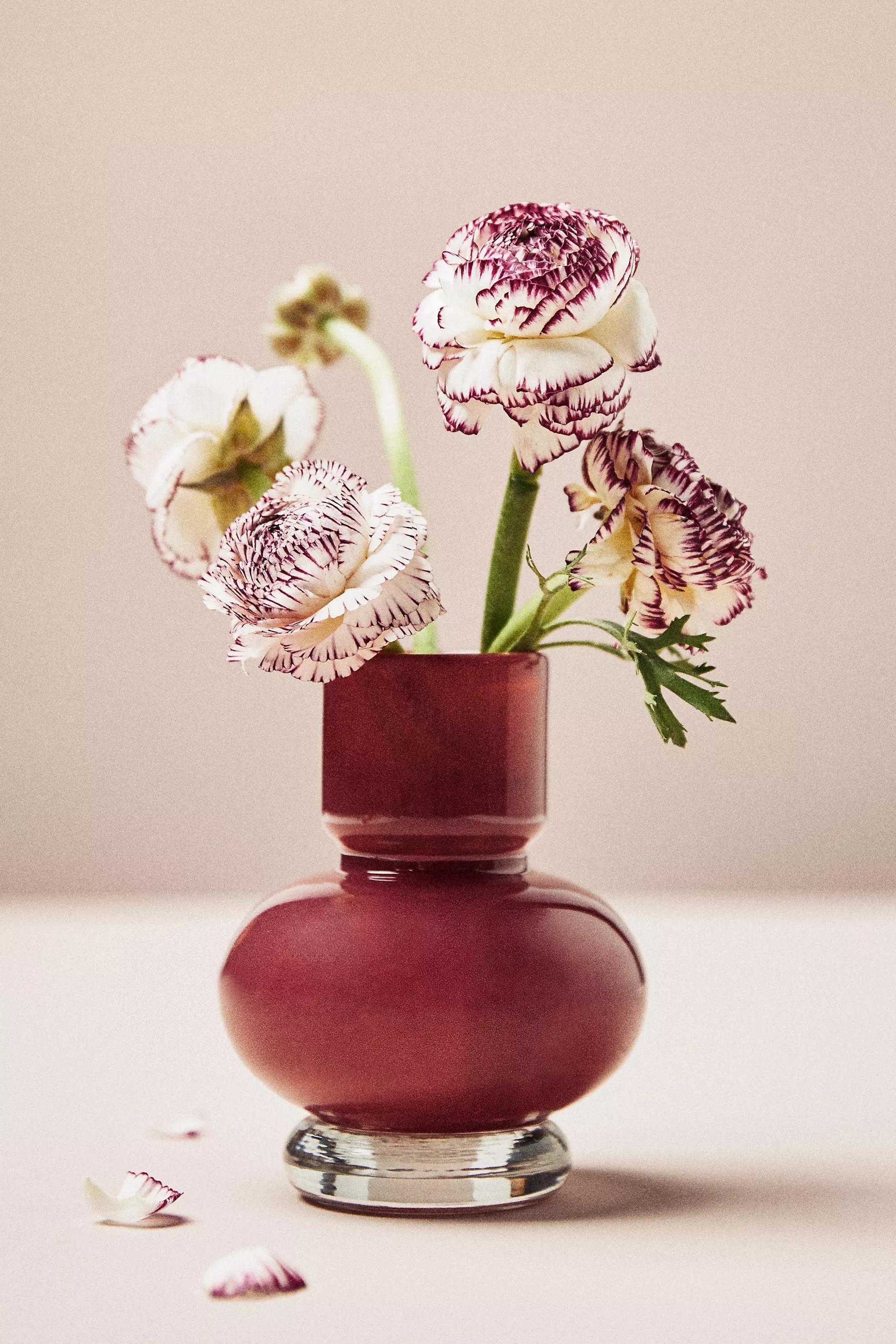 Maude Sculptural Glass Vase, Burgundy, A501_0259, large image number 0