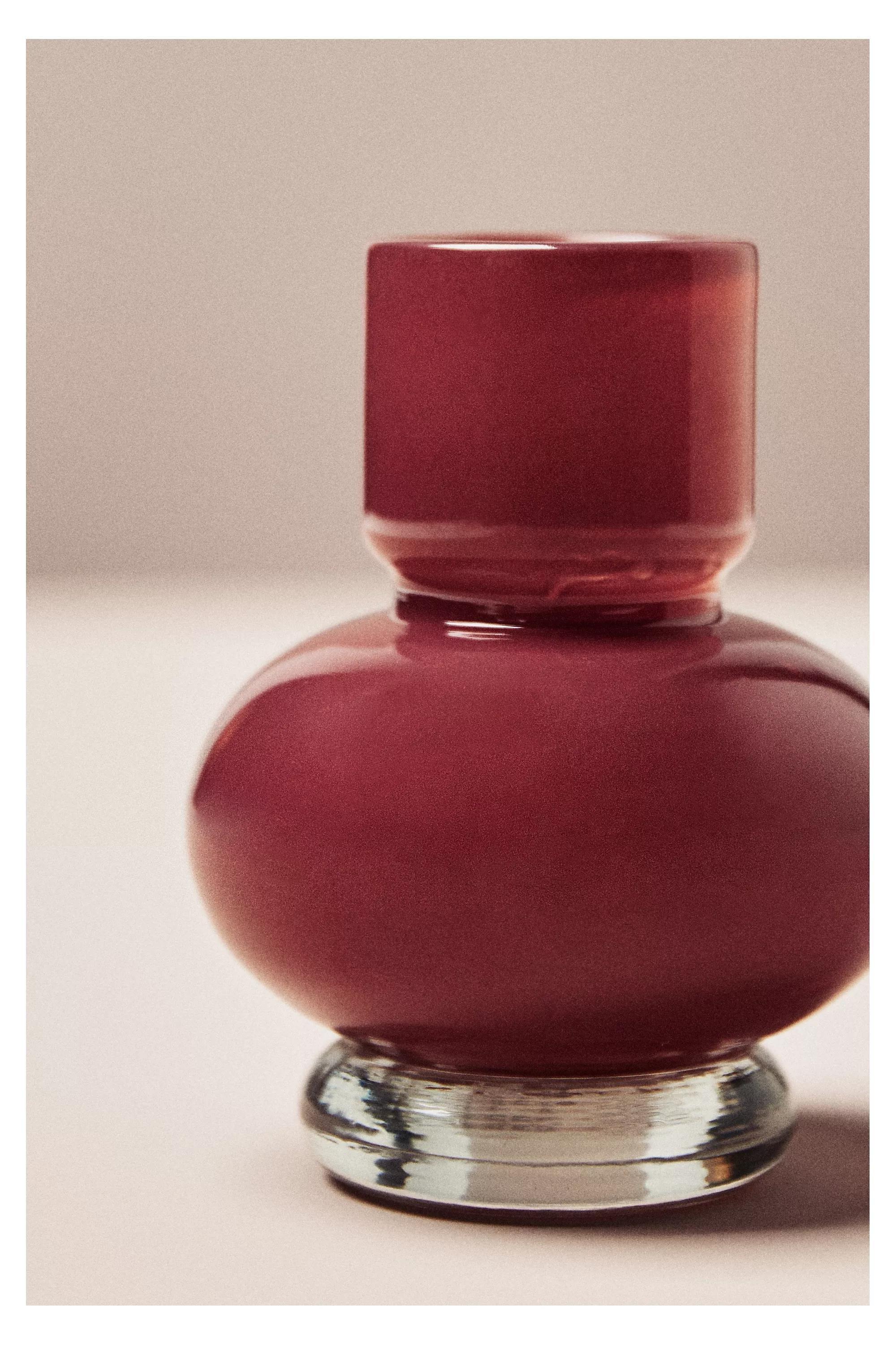 Maude Sculptural Glass Vase, Burgundy, A501_0259, large image number 2
