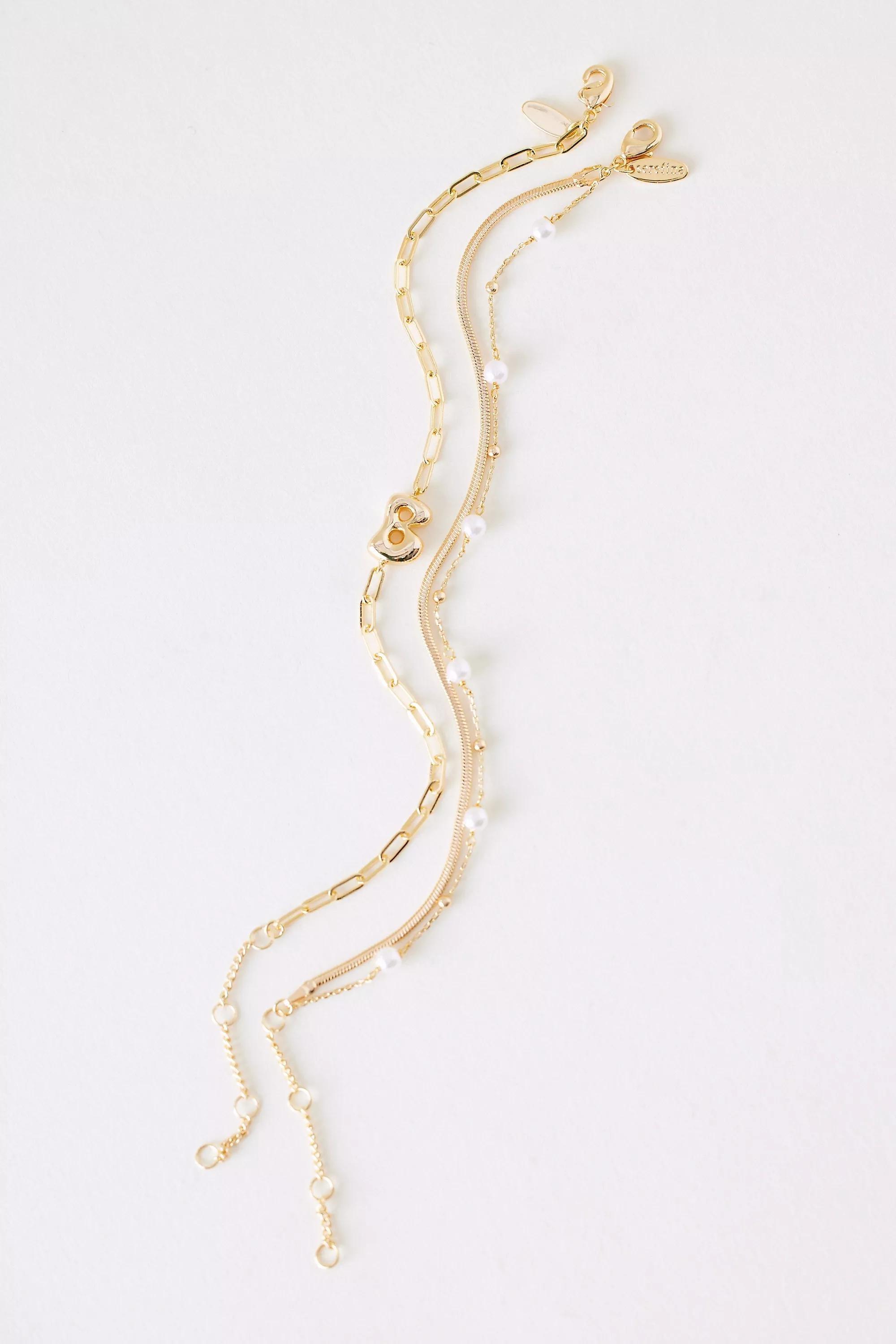 B Pearl Bubble Monogram Bracelet, Gold, A501_0902, large image number 0