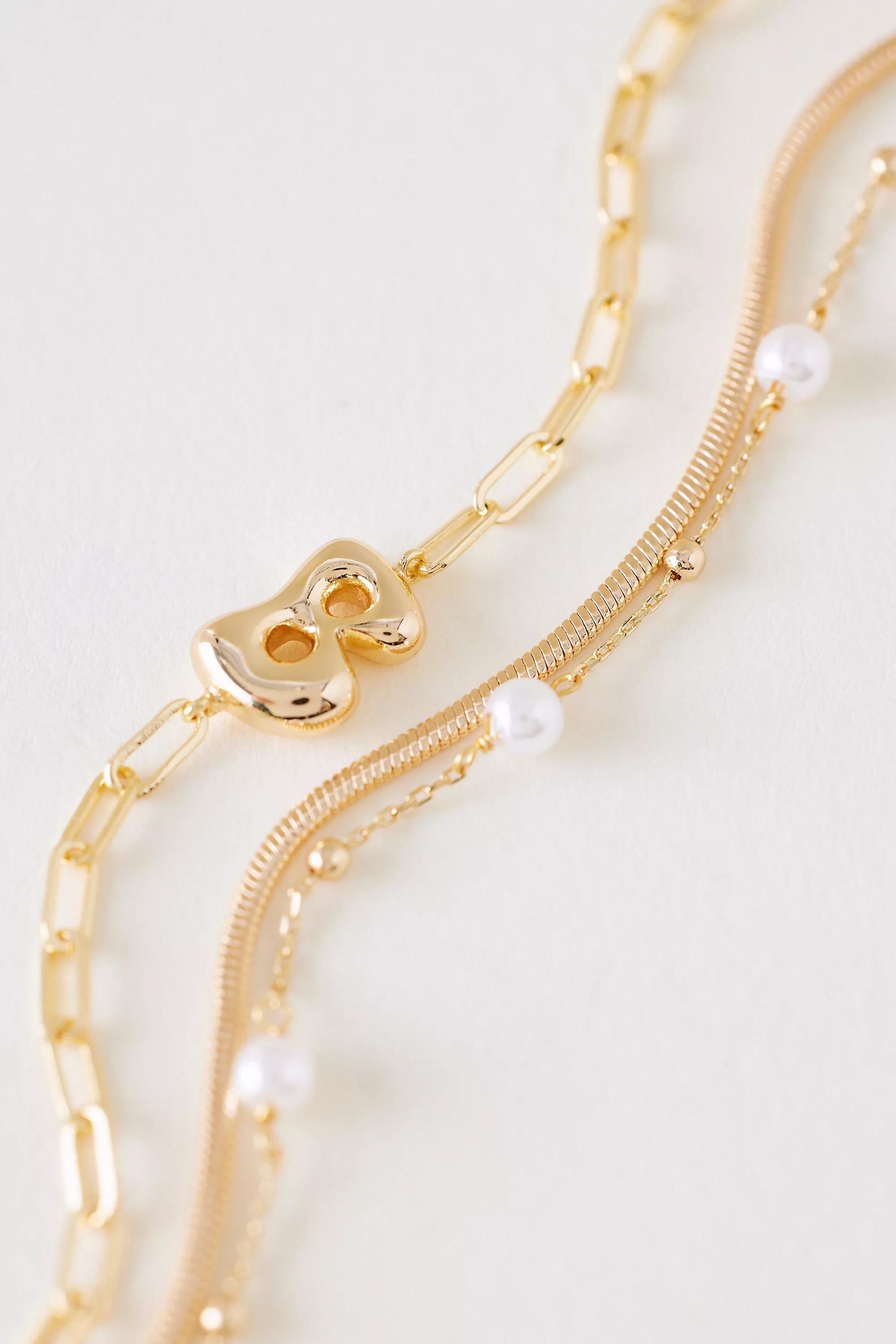 B Pearl Bubble Monogram Bracelet, Gold, A501_0902, large image number 1