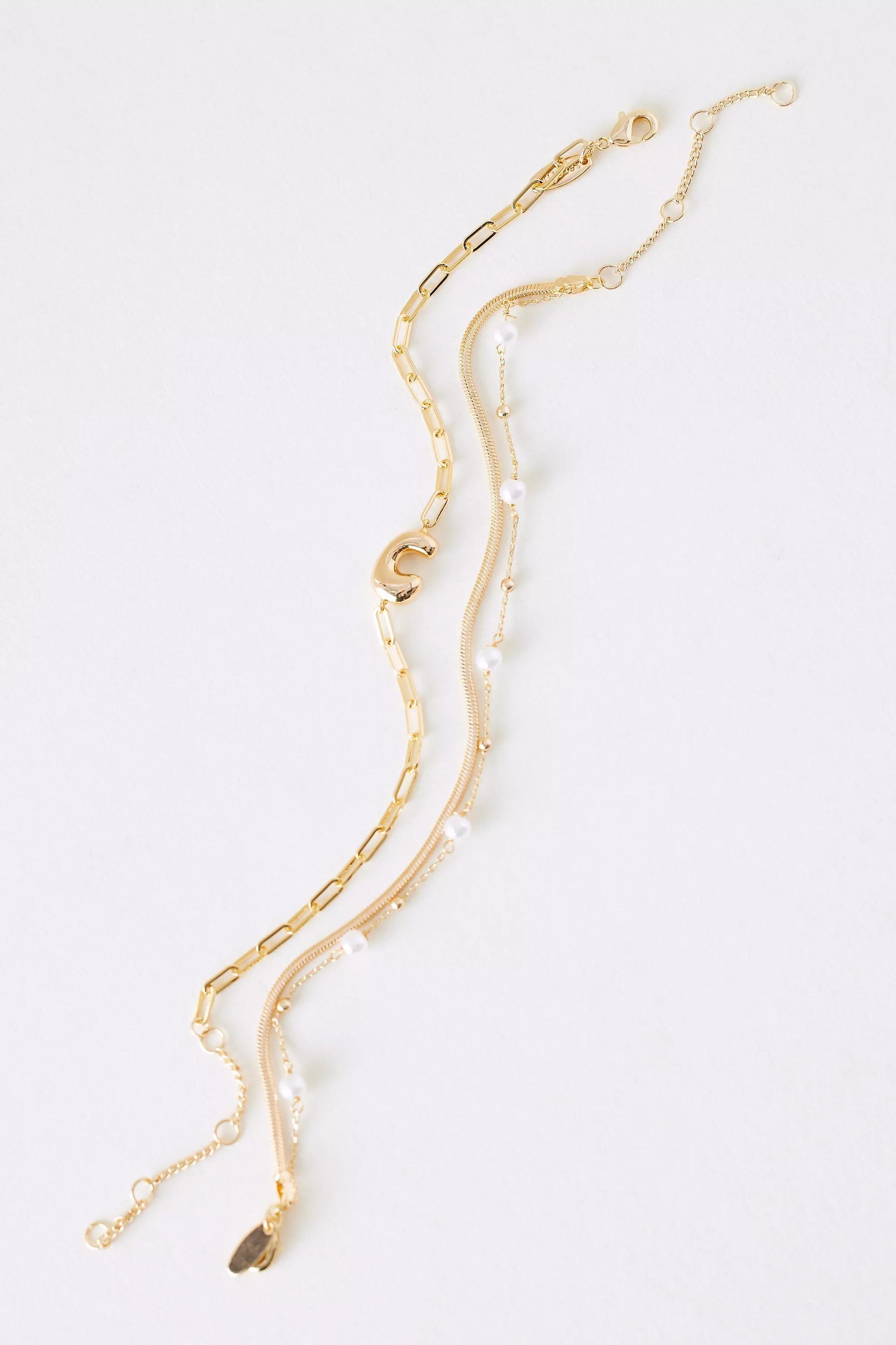 C Pearl Bubble Monogram Bracelet, Gold, A501_0903, large image number 0