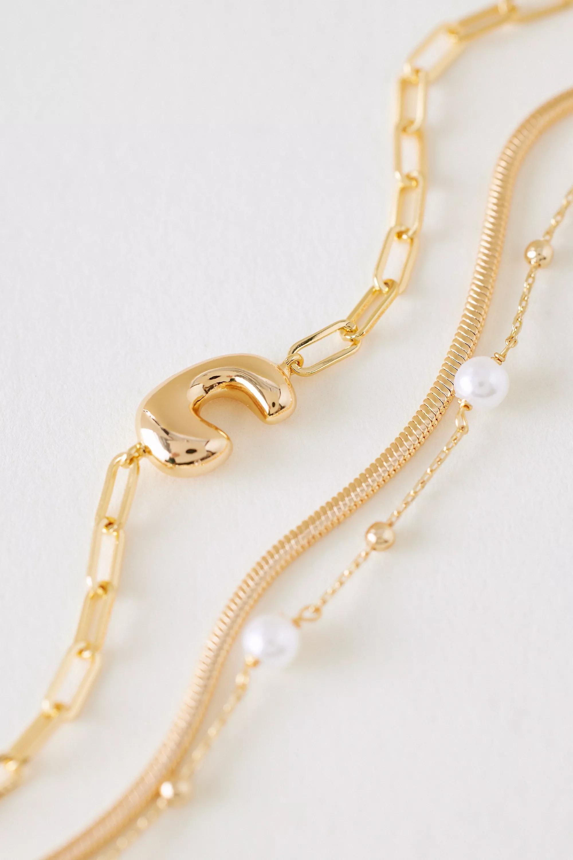 C Pearl Bubble Monogram Bracelet, Gold, A501_0903, large image number 1