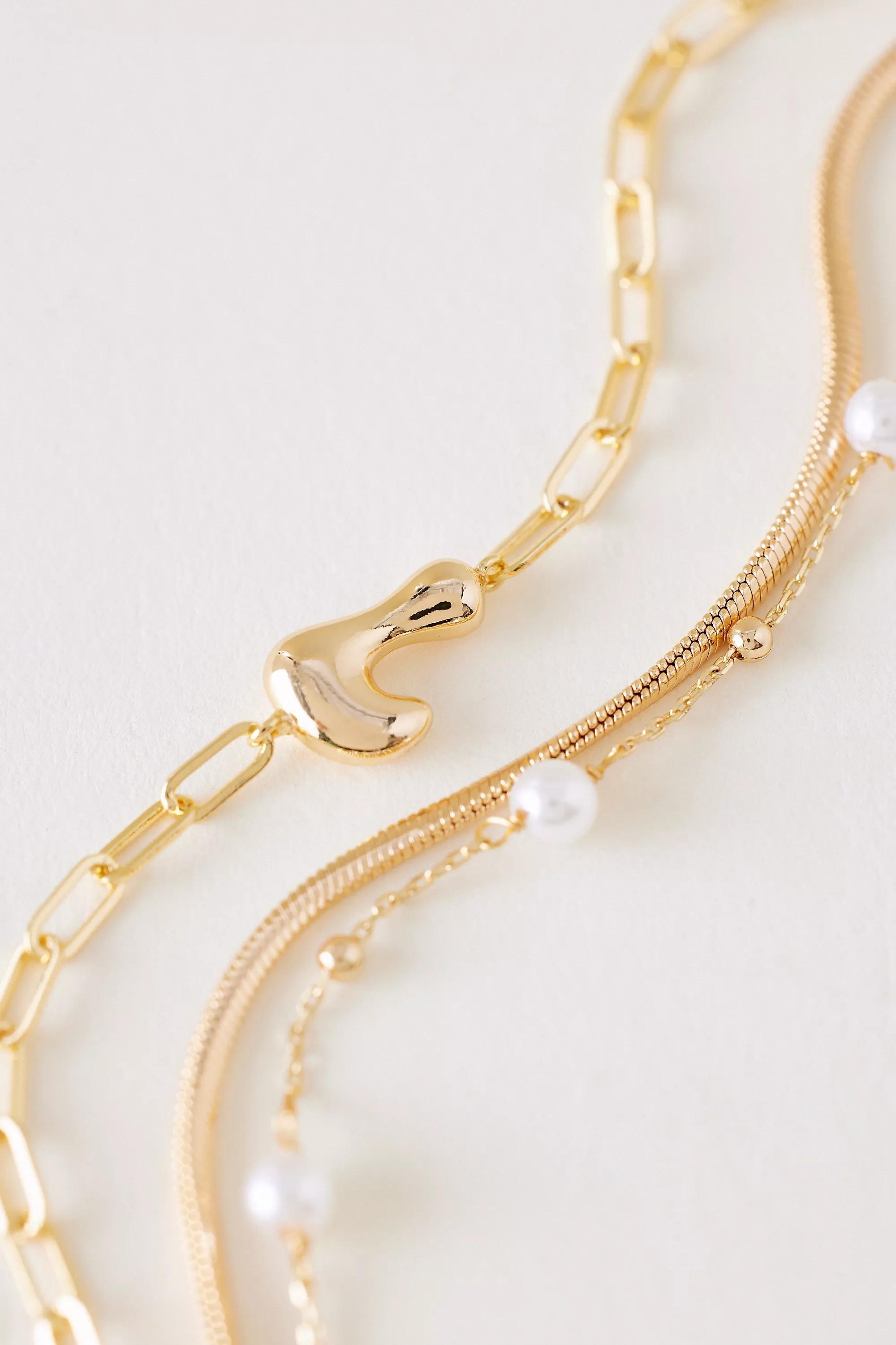 L Pearl Bubble Monogram Bracelet, Gold, A501_0912, large image number 1