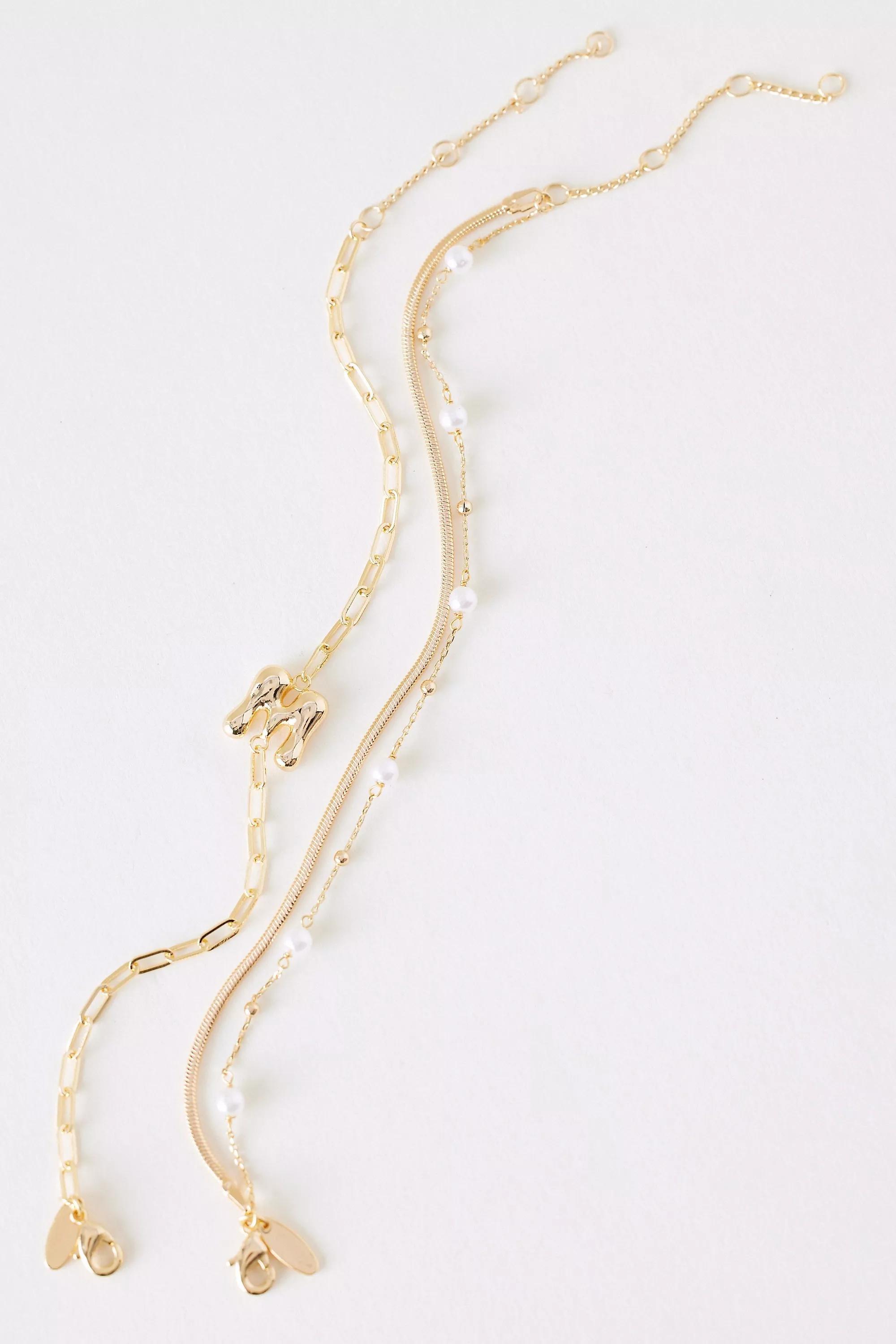 M Pearl Bubble Monogram Bracelet, Gold, A501_0913, large image number 0