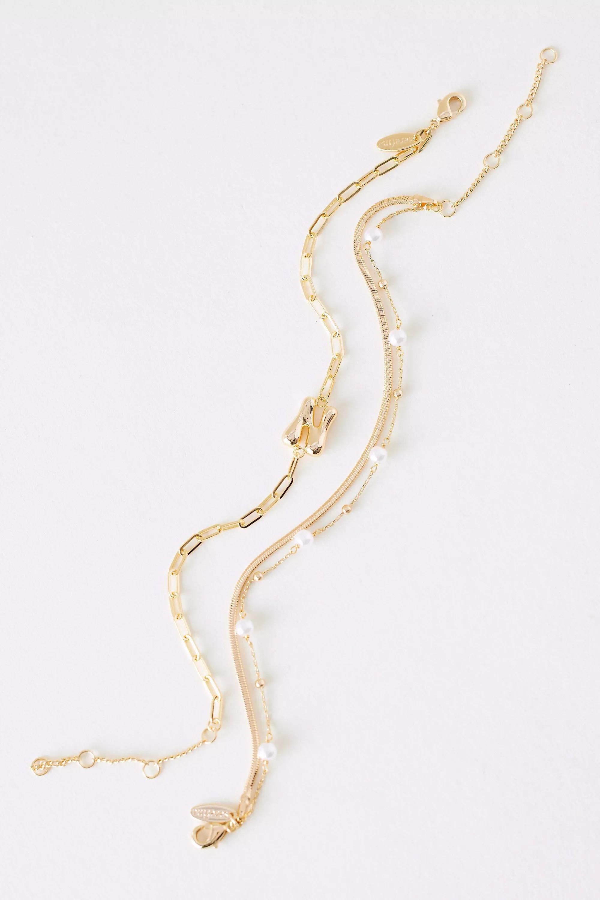 N Pearl Bubble Monogram Bracelet, Gold, A501_0914, large image number 0