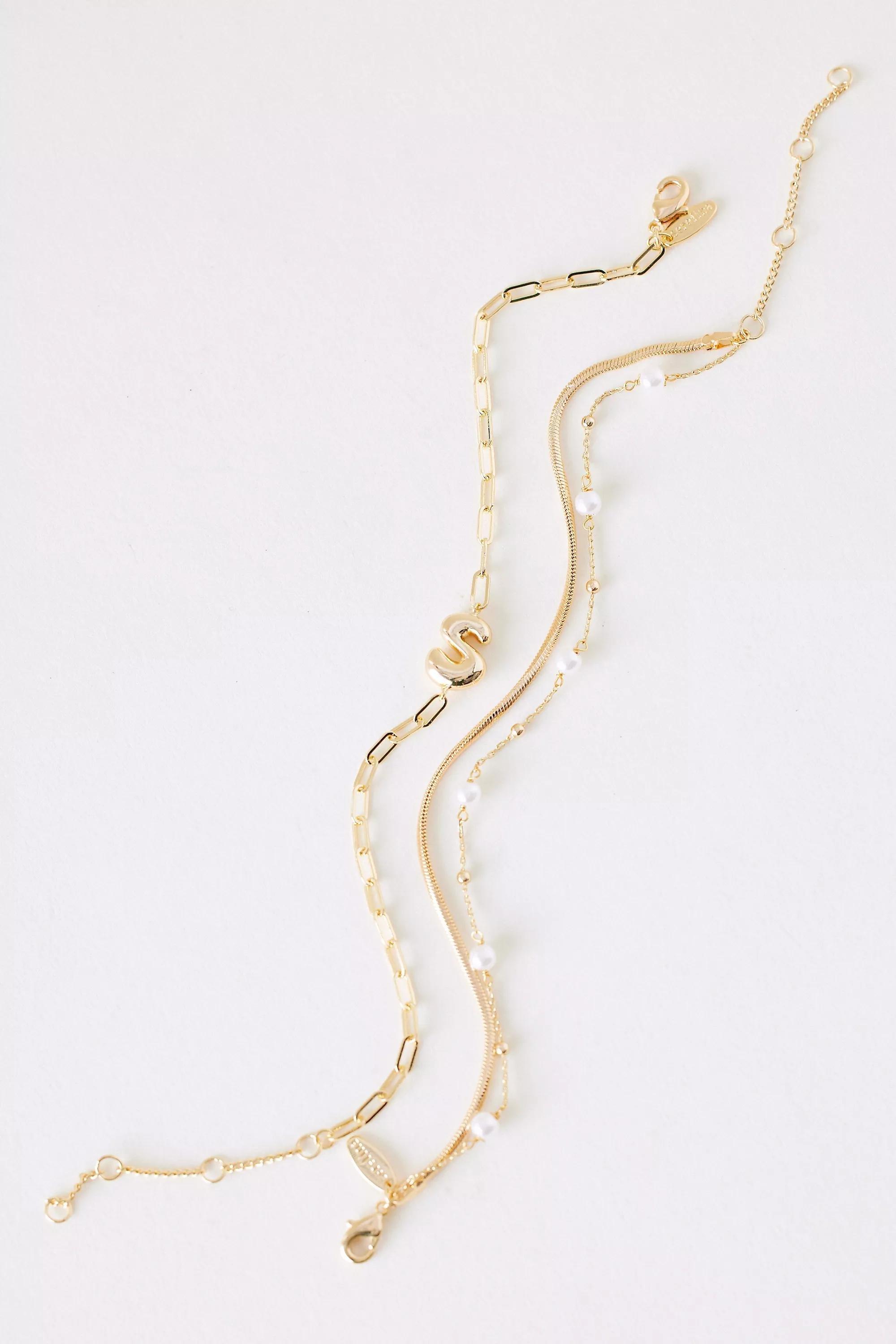 S Pearl Bubble Monogram Bracelet, Gold, A501_0919, large image number 0