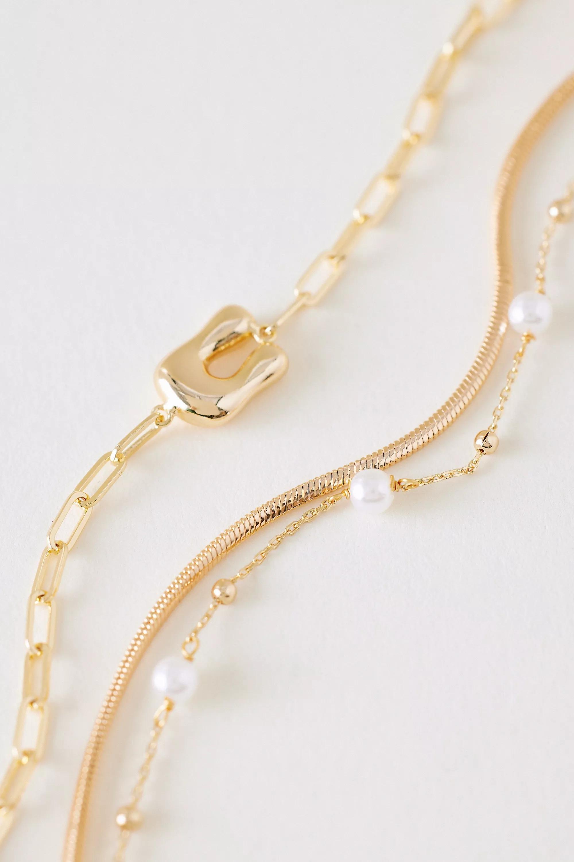 U Pearl Bubble Monogram Bracelet, Gold, A501_0921, large image number 1