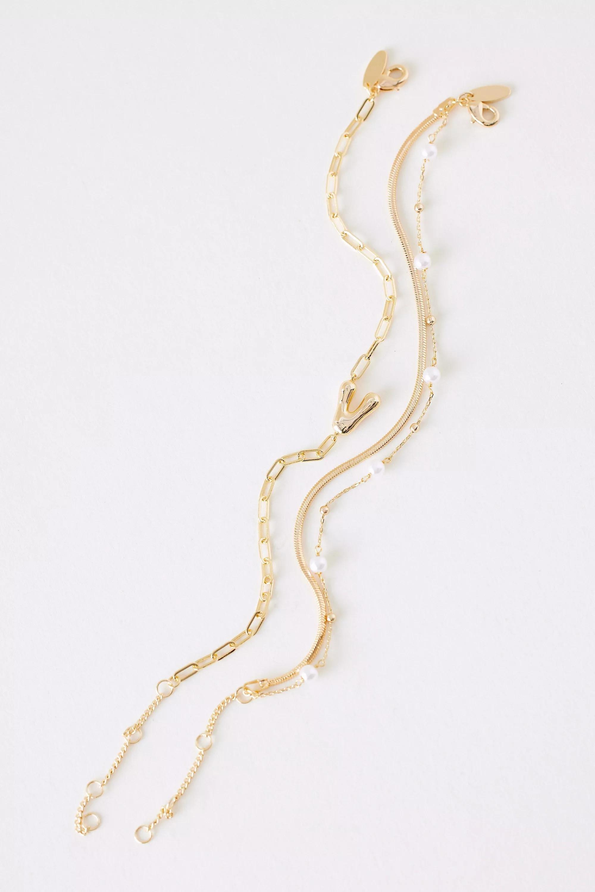 V Pearl Bubble Monogram Bracelet, Gold, A501_0922, large image number 0