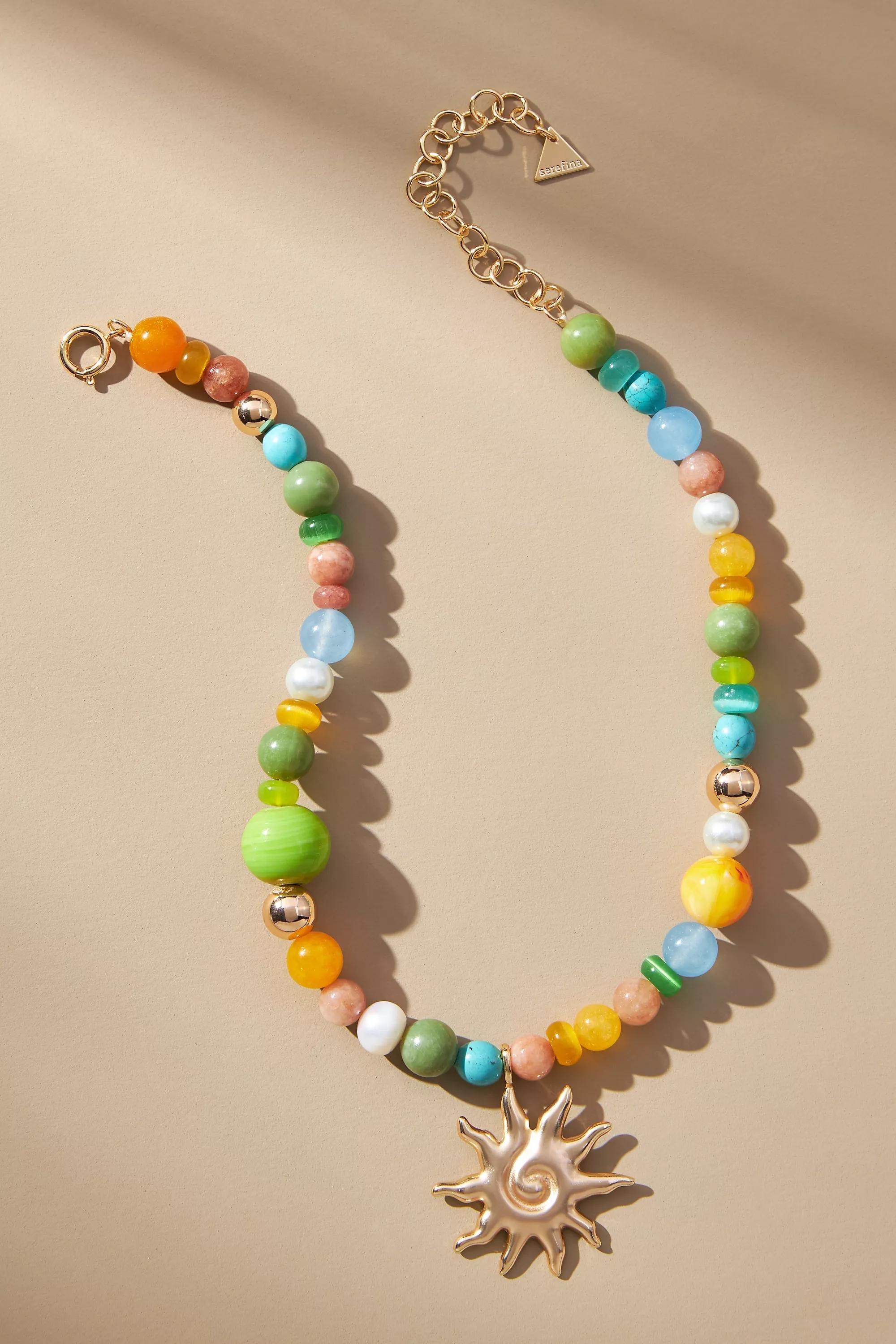 Beaded Icon Charm Necklace, Gold, A501_0070, large image number 0