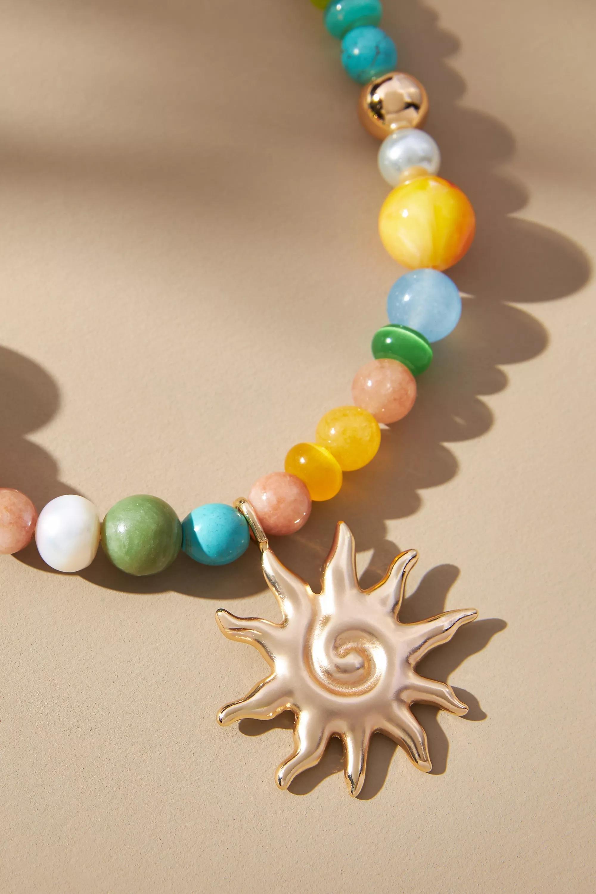 Beaded Icon Charm Necklace, Gold, A501_0070, large image number 3