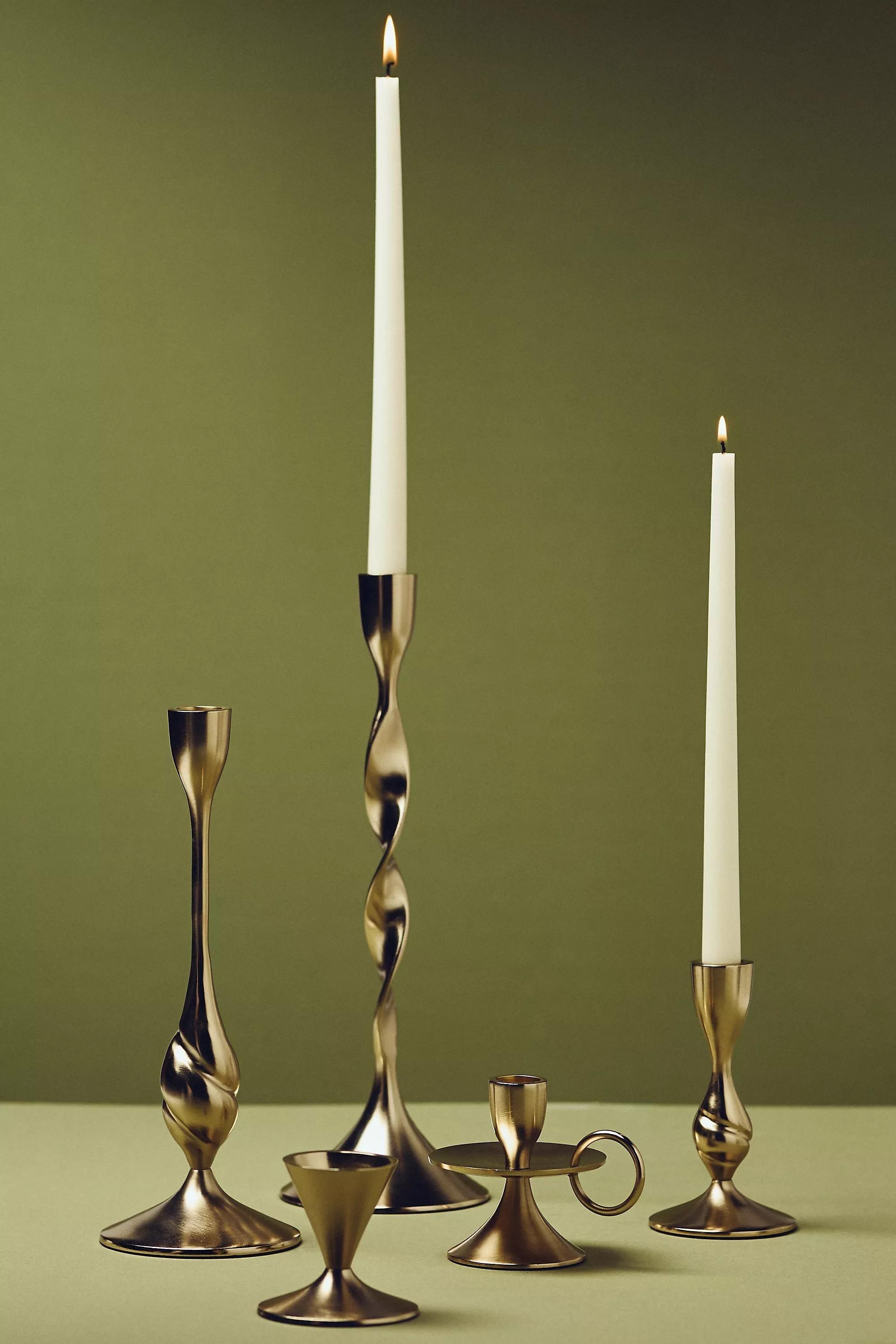 Naya Tinted Brass Lacquer Taper Candle Holder, Gold, A501_0070, large image number 1