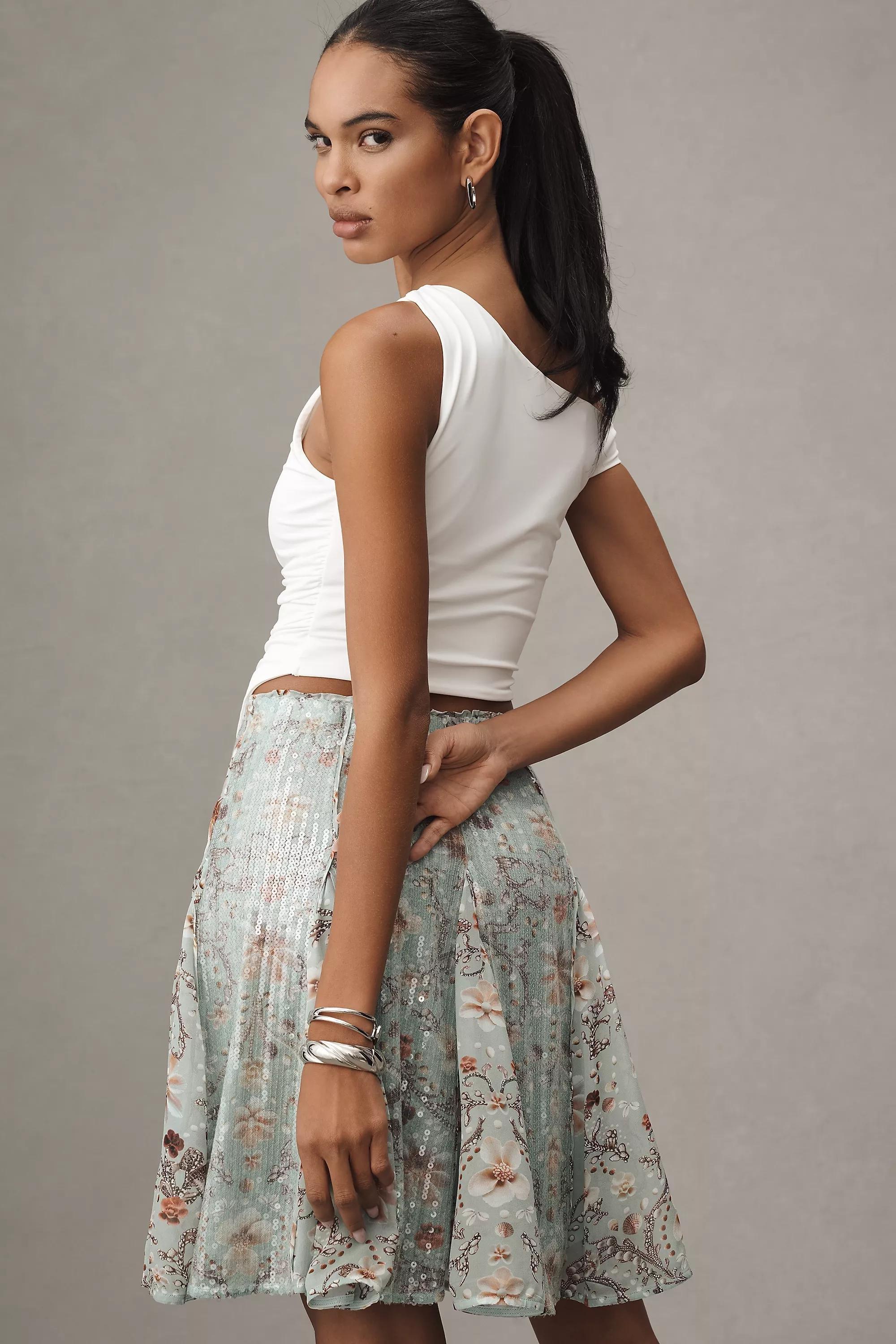Anthropologie Floral Wrap Brunch Midi Skirt, , large image number 1