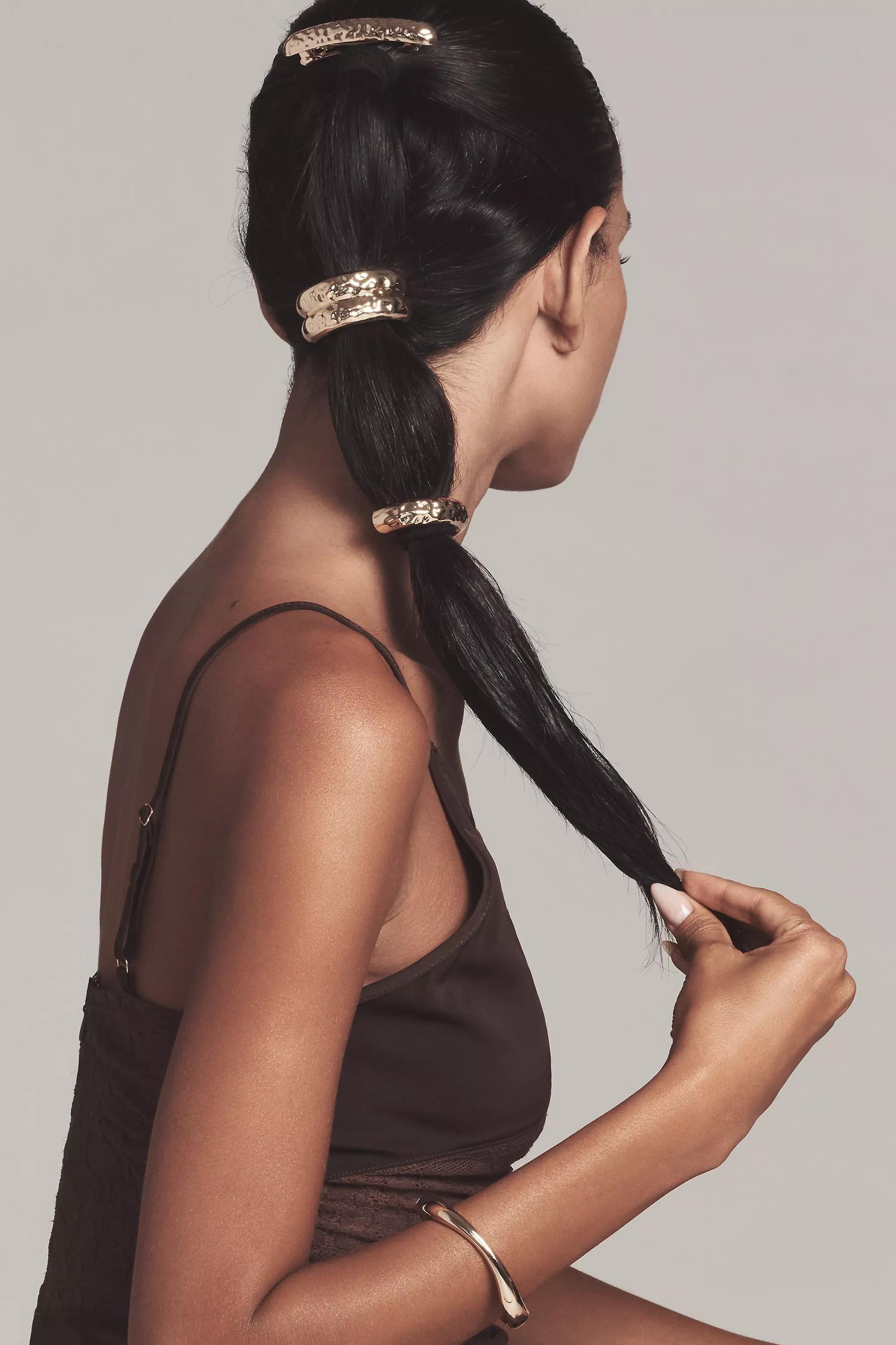 Gold Molten Hair Ties, Set Of 3, A501_0070, large image number 3