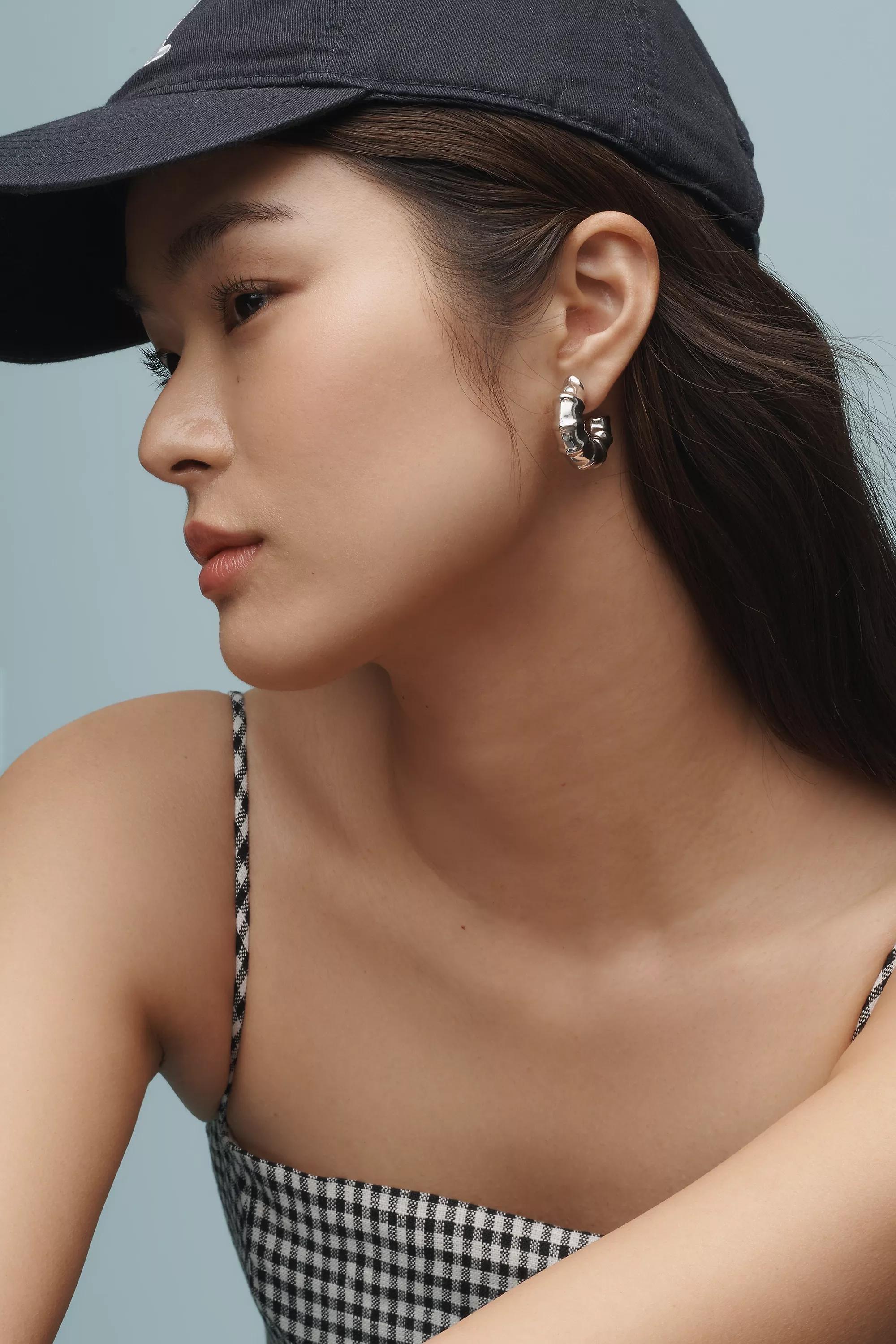 Anthropologie Earrings Hoop, Metallic, A501_0007, large image number 3