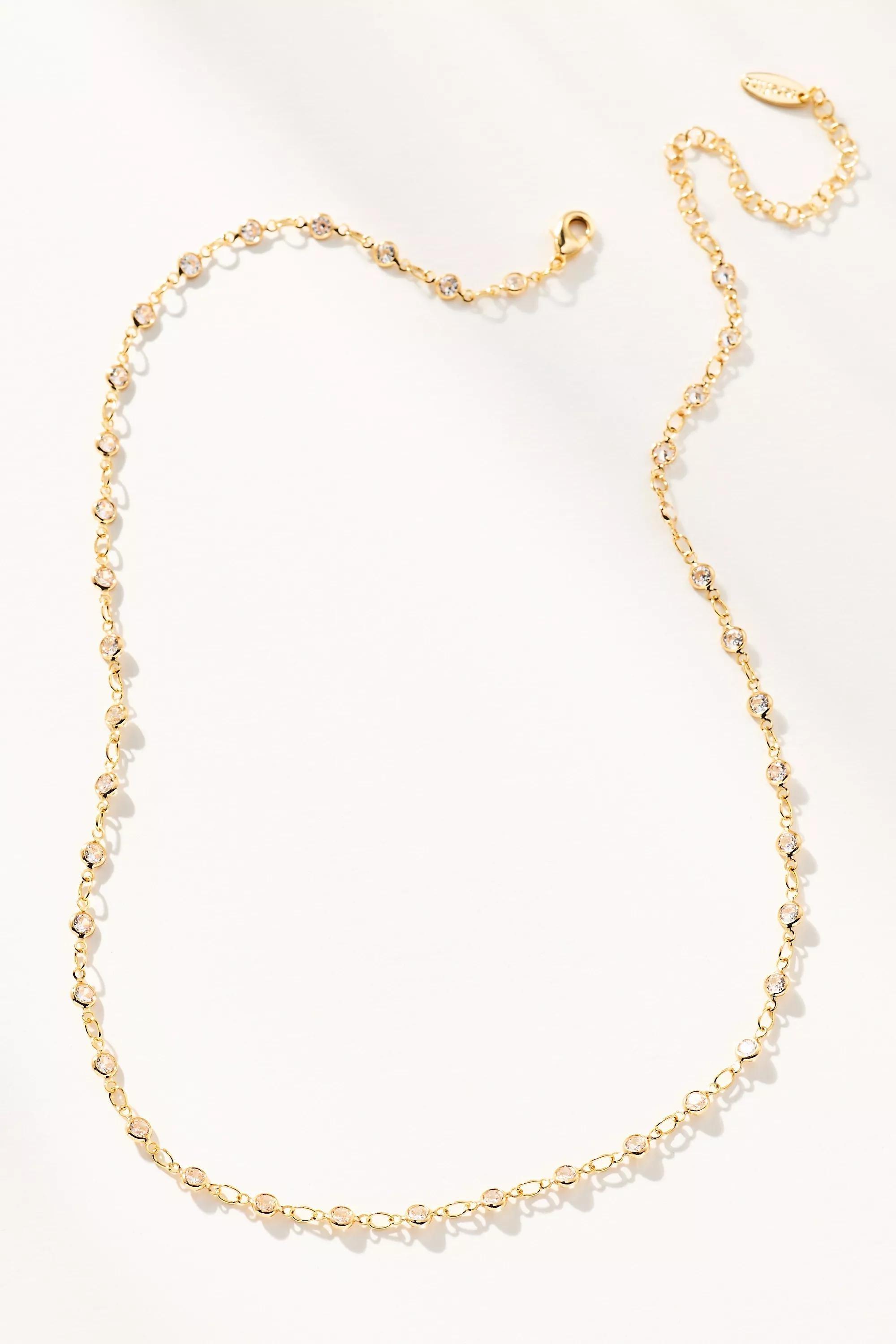 Gold Delicate Crystal Necklace, A501_0070, large image number 0