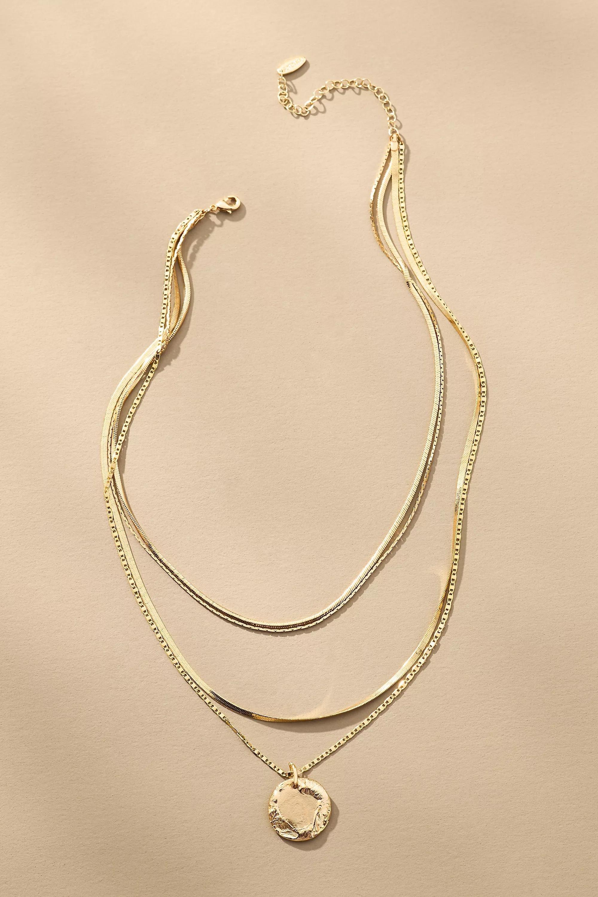 Gold Layered Coin Charm Necklace, A501_0070, medium