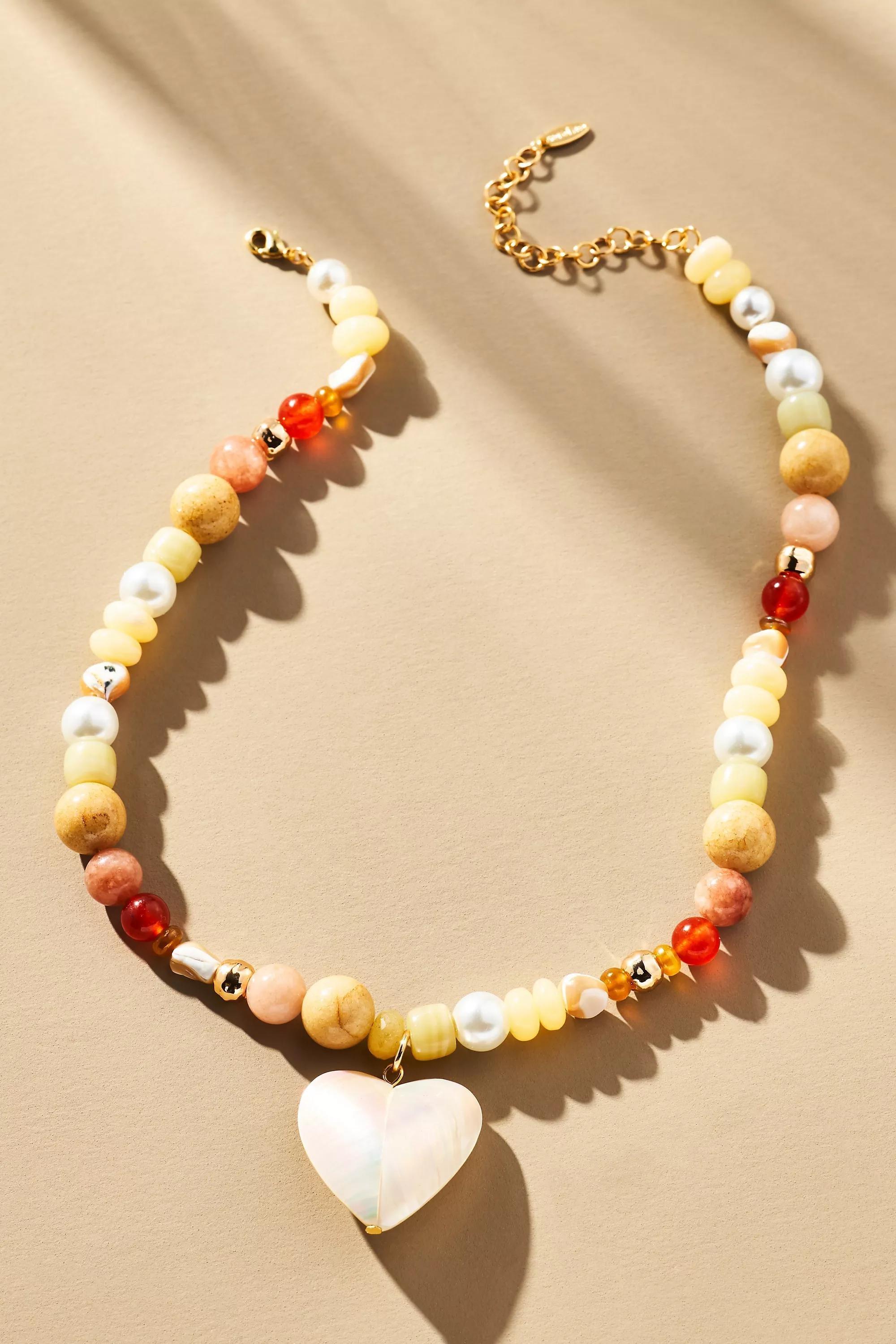 Pink Beaded Icon Charm Necklace, A501_0067, medium