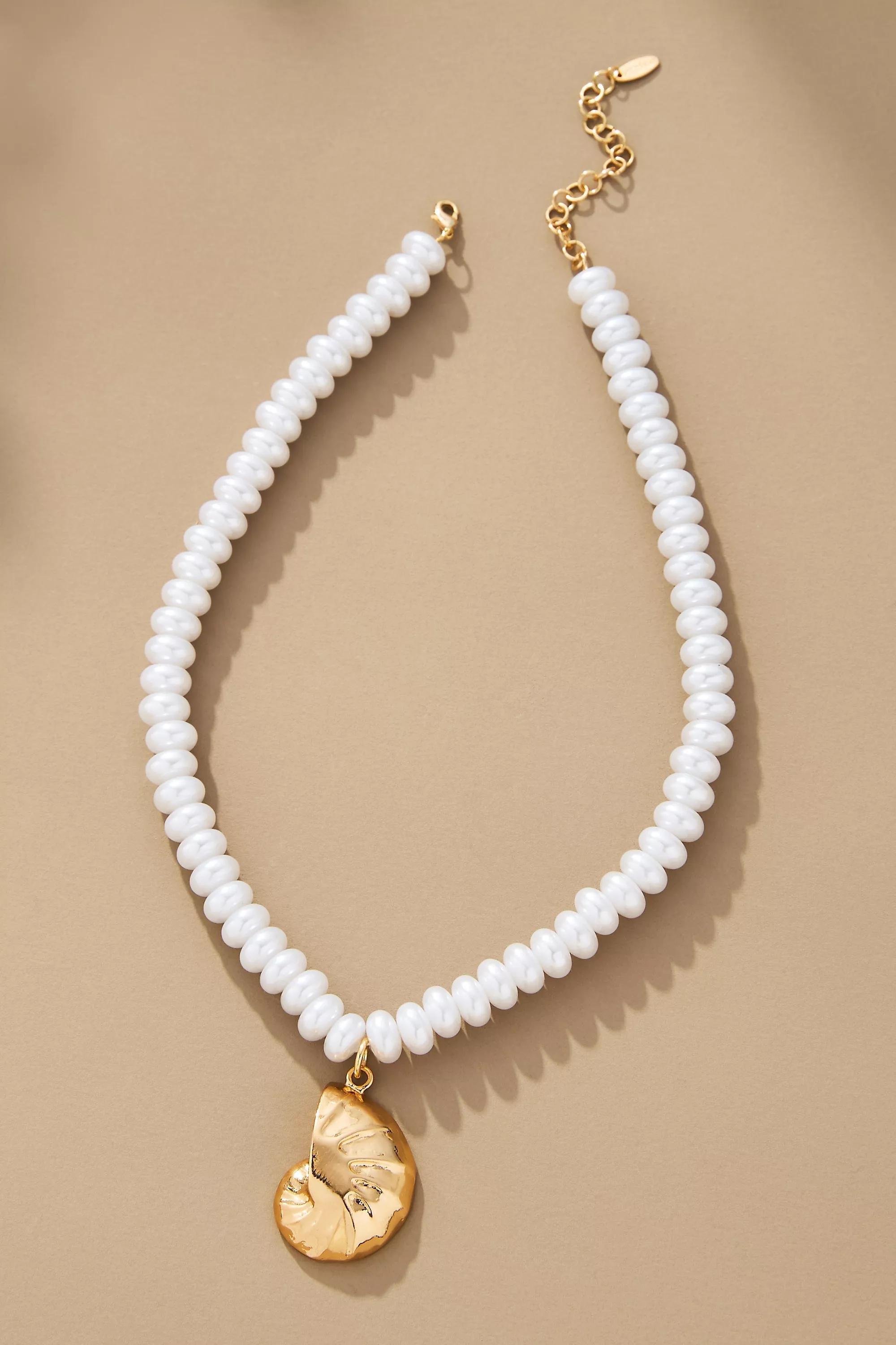 Anthropologie Necklace Pendant, Pearl, , medium