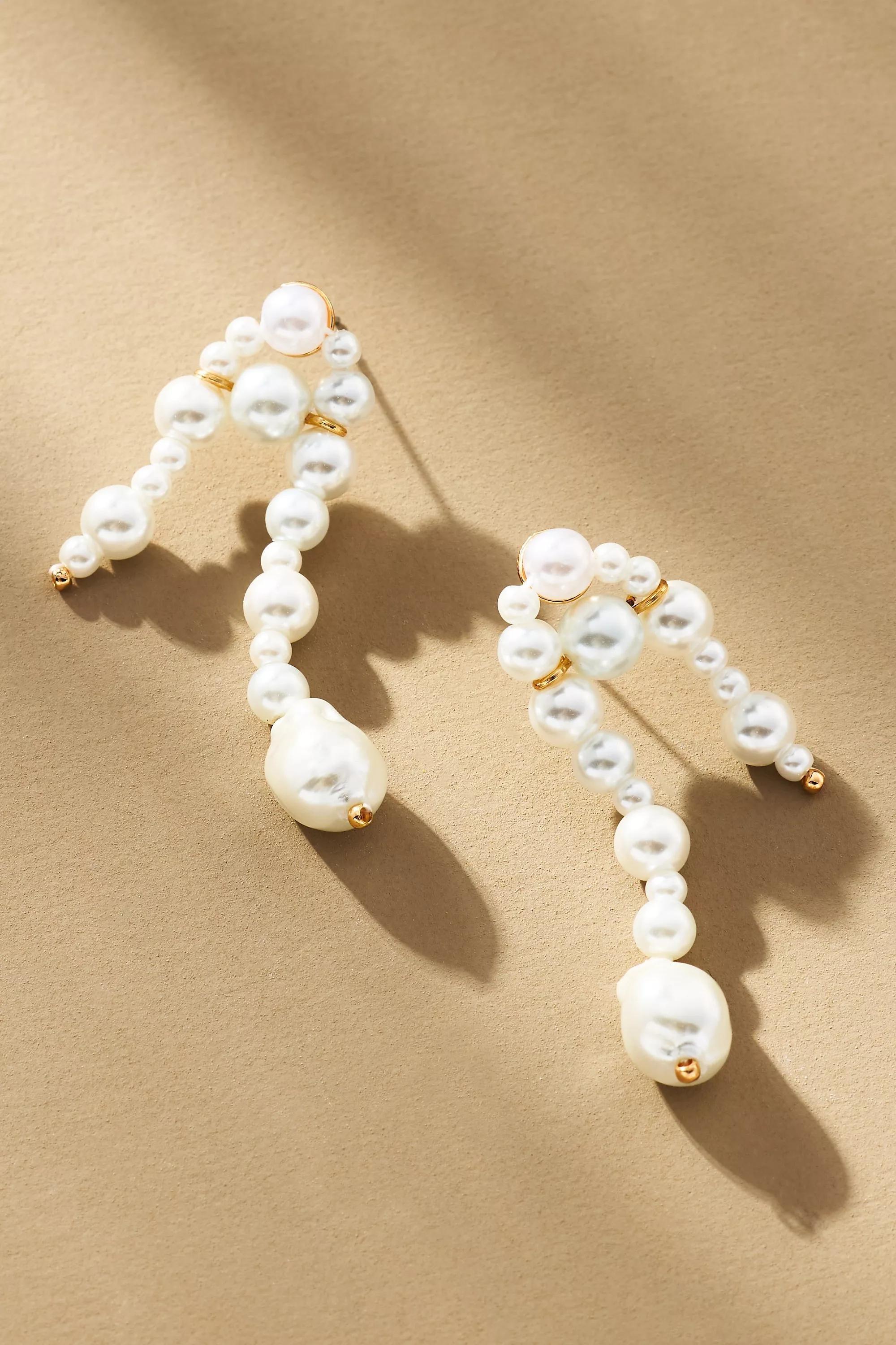 Waterfall Pearl Drop Earrings, White, A501_0017, large image number 0