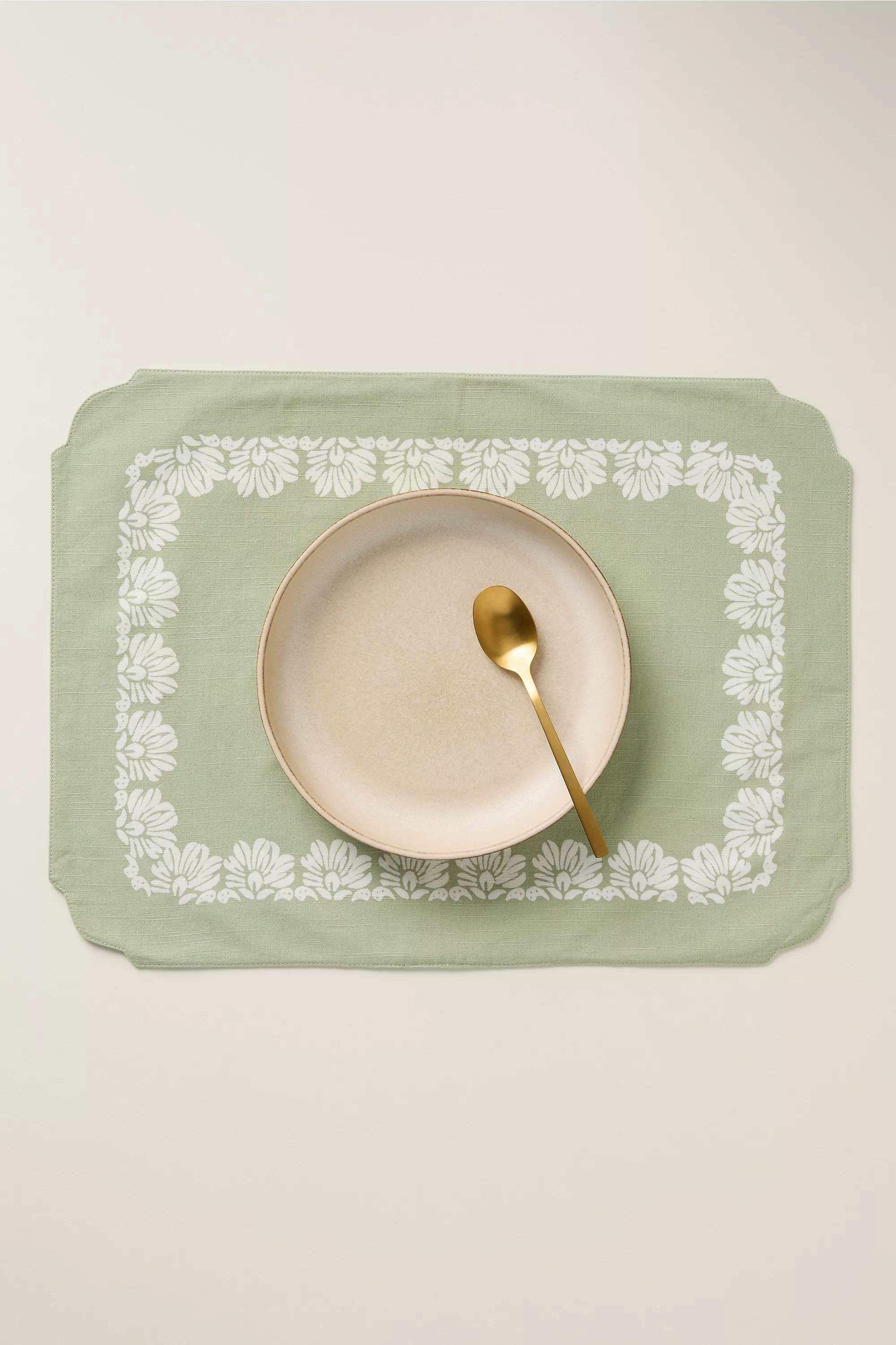 Demeter Embroidered Cotton Placemat, Green, A501_0031, large image number 0
