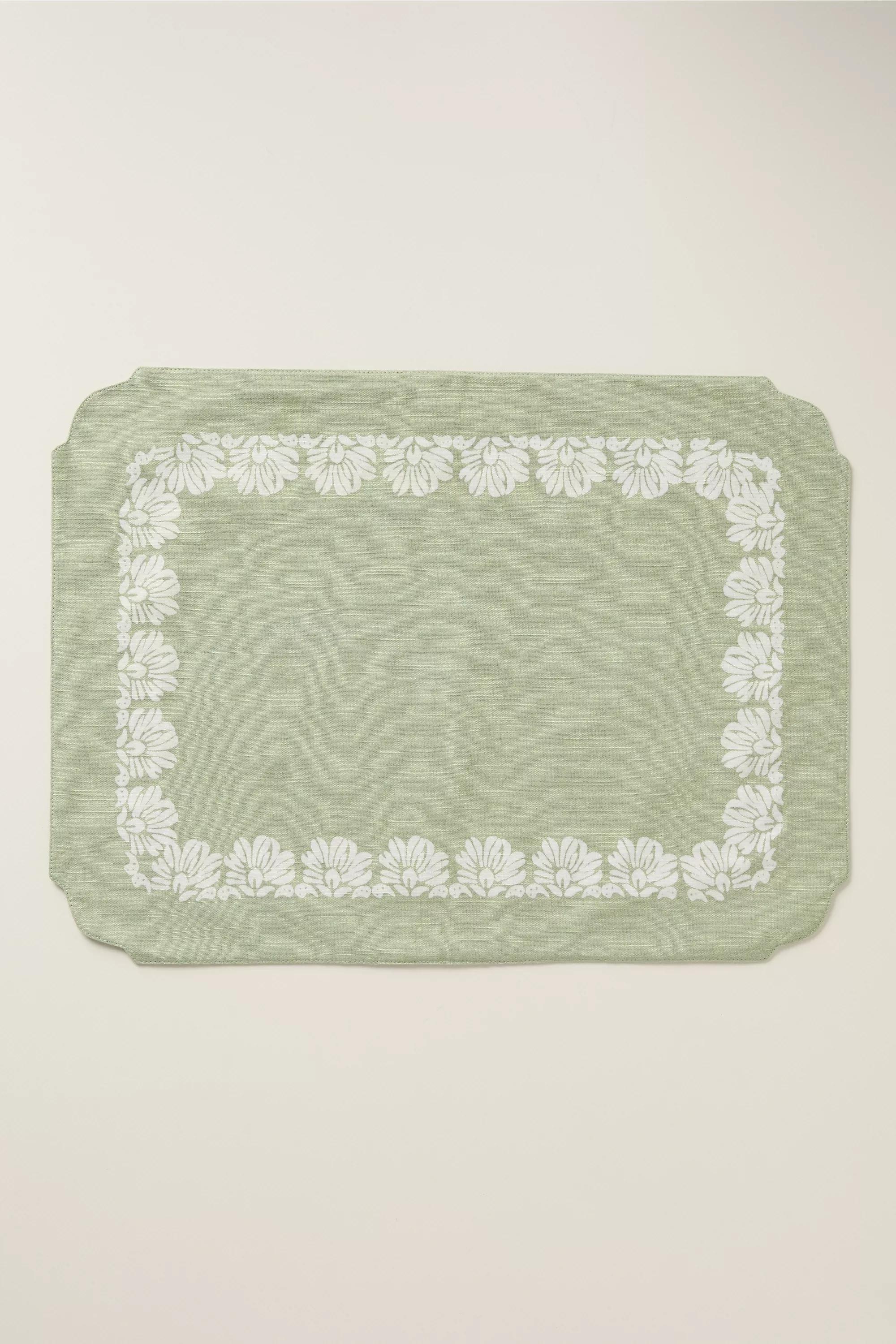 Demeter Embroidered Cotton Placemat, Green, A501_0031, large image number 1